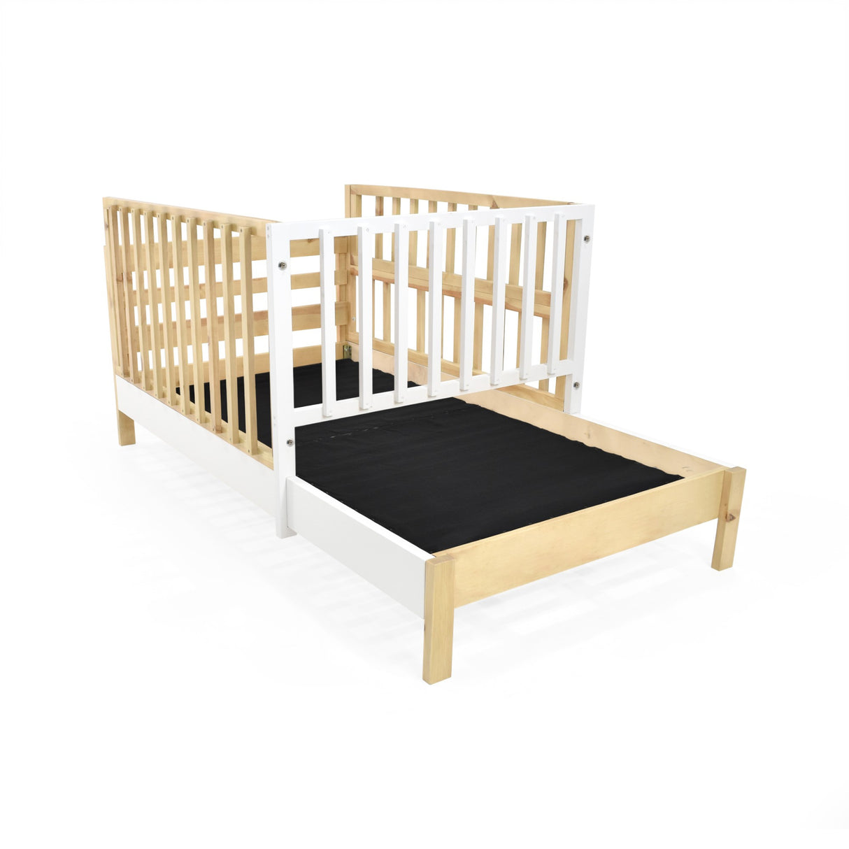 Cama Cuna Cincinnati Matiz Natural y Blanco 110x95cm para colchón Sencillo 100 X 190 Cm con Cabecero - CAMAS | Bylmo