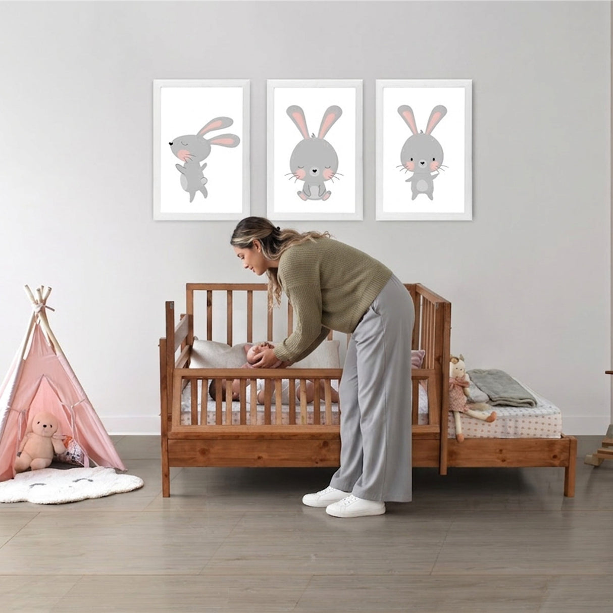 Cama Cuna Cincinnati Matiz Caoba 110x95cm para colchón Sencillo 100 X 190 Cm con Cabecero - CAMAS | Bylmo