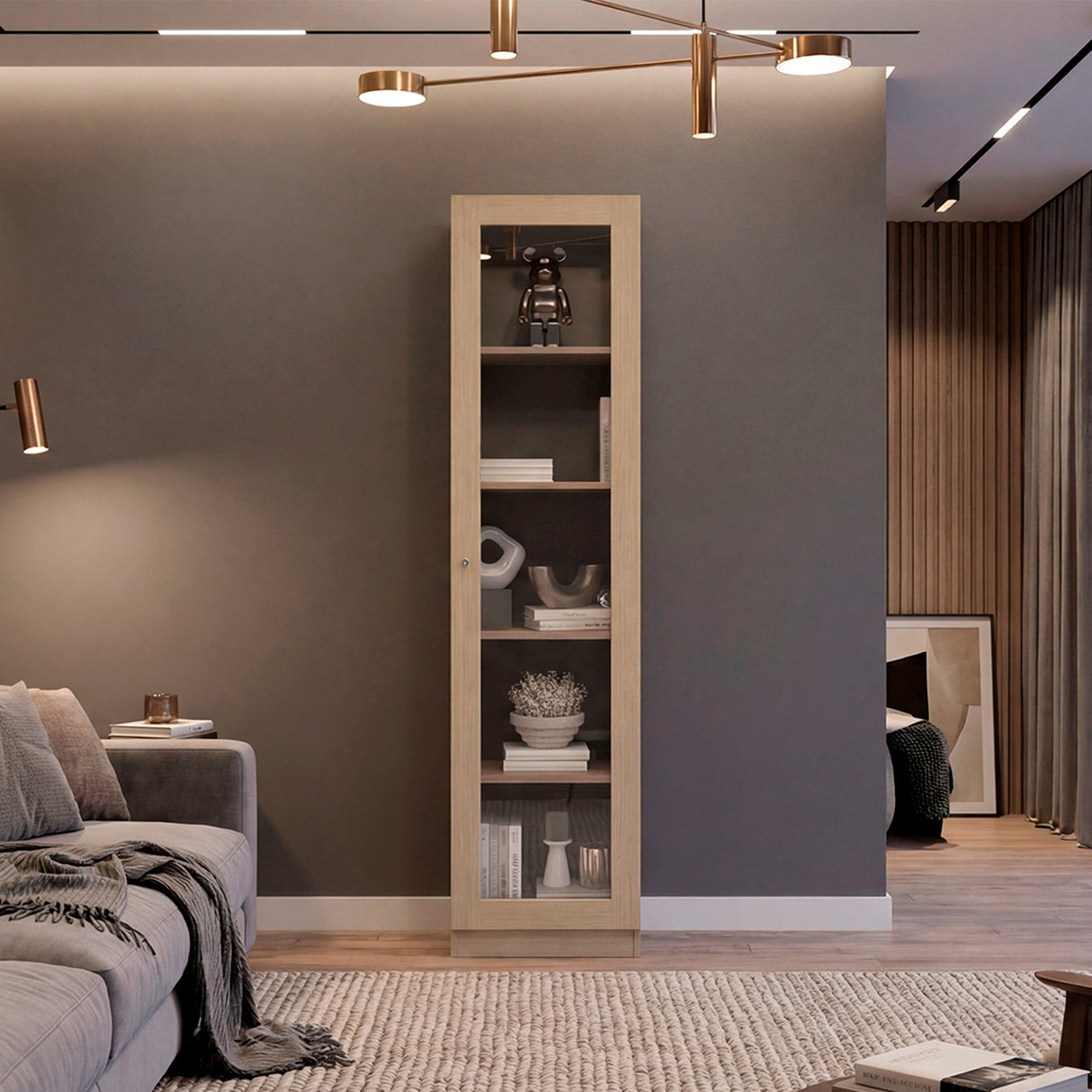 Vitrina Home E6 Cartagena y Wengue 45x180.6cm Rectangular con Cuatro Entrepaños - BIBLIOTECAS Y ESTANTERIAS | Bylmo