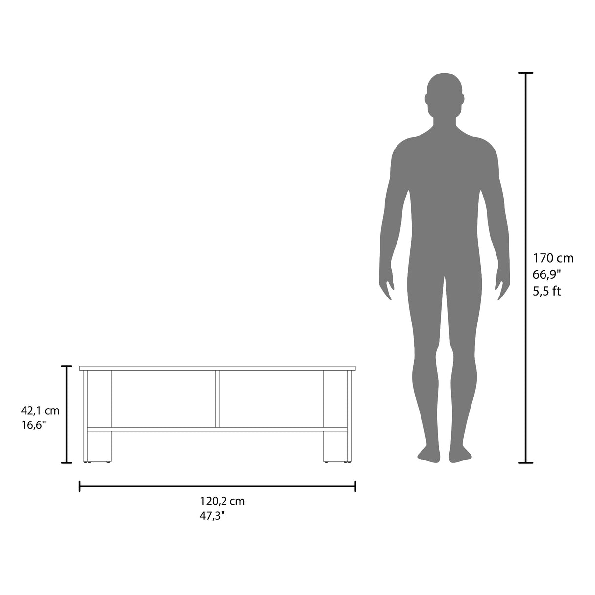 Mesa para TV Navia Fresno Europeo 120.3x41.9cm para TV Hasta 50 Pulgadas con Dos Compartimientos - MUEBLES DE TV | Bylmo