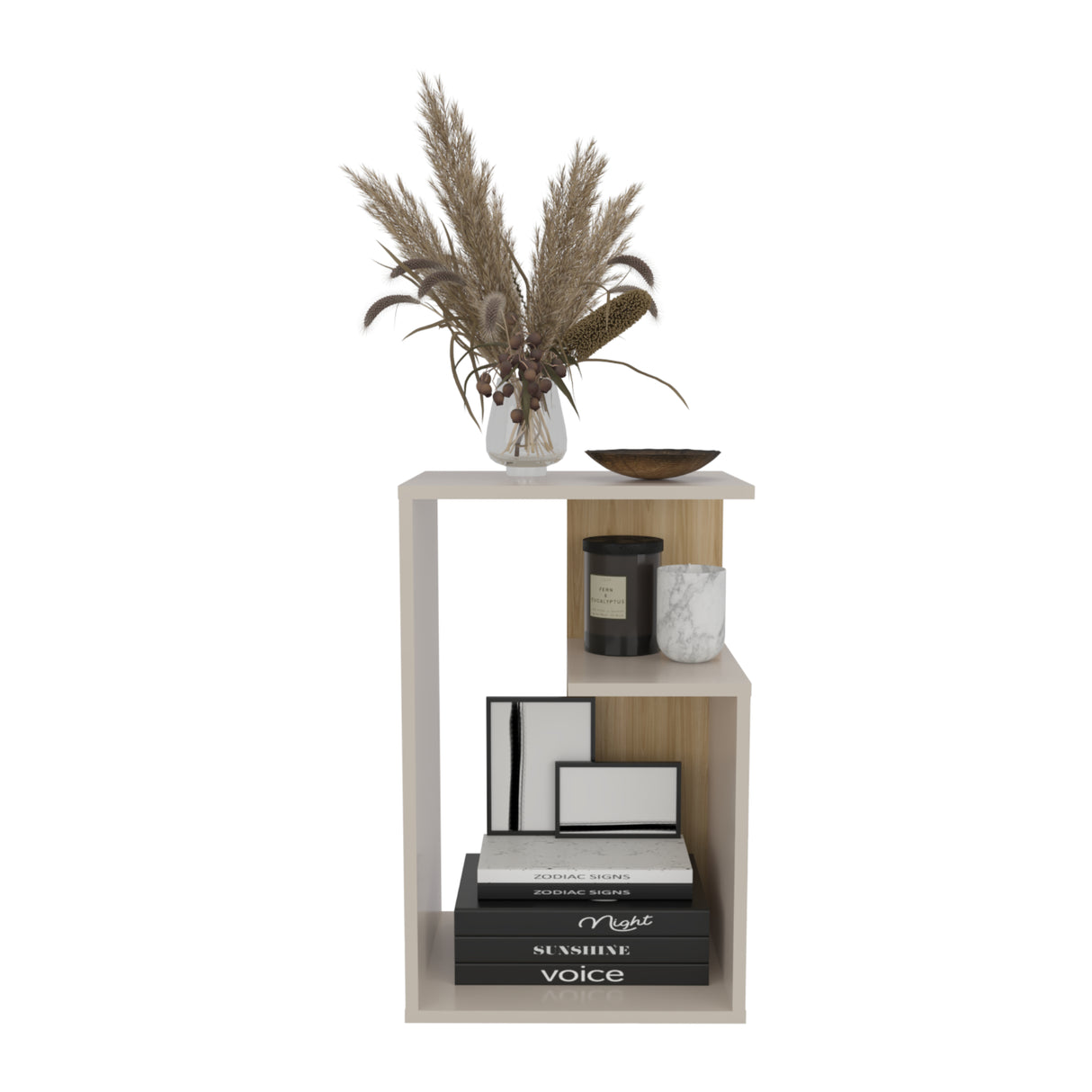 Mesa Auxiliar Adel Capri y Fresno Europeo 39.8x63.4cm Rectangular con Dos Compartimientos - MESAS AUXILIARES | Bylmo