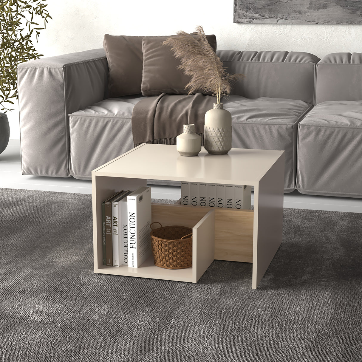 Mesa Auxiliar Adel Capri y Fresno Europeo 39.8x63.4cm Rectangular con Dos Compartimientos - MESAS AUXILIARES | Bylmo