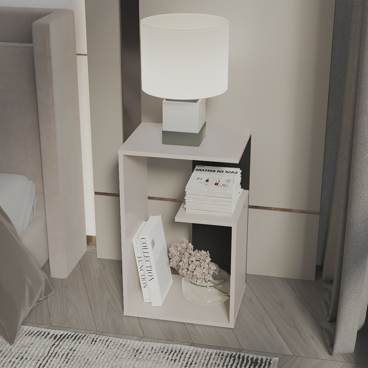 Mesa Auxiliar Adel Capri y Wengue 39.8x63.4cm Rectangular con Dos Compartimientos - MESAS AUXILIARES | Bylmo
