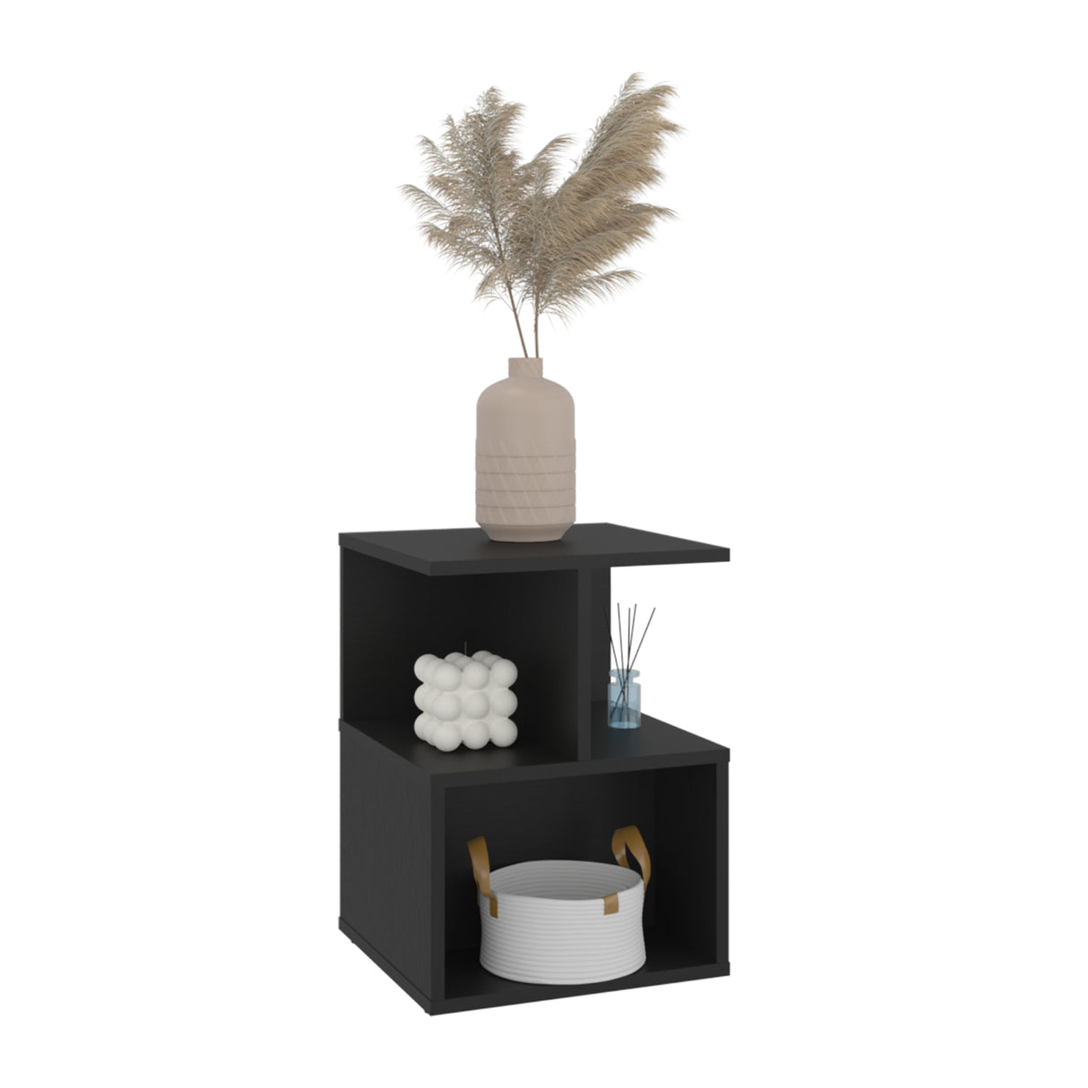 Mesa de Noche Ocaso Wengue 35x48.2cm con Tres Compartimientos y Un Entrepaño - MESAS DE NOCHE | Bylmo