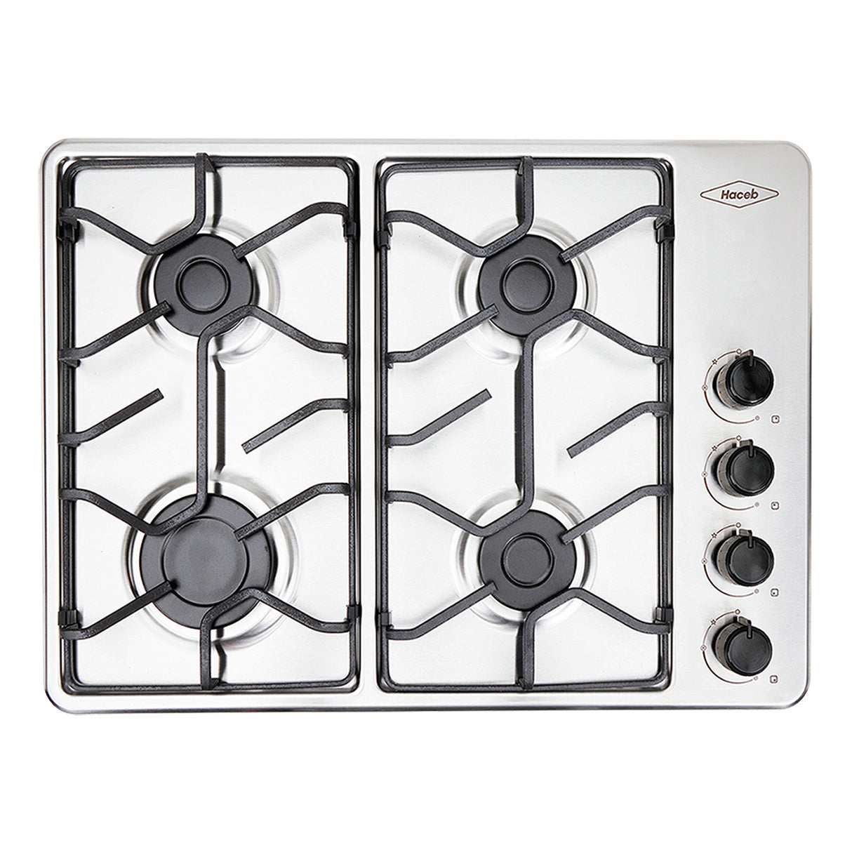 Estufa de empotrar Haceb Platina Acero 61x44.5cm para Gas Natural con Cuatro Quemadores - ESTUFAS DE EMPORTRAR Y CUBIERTAS | Bylmo