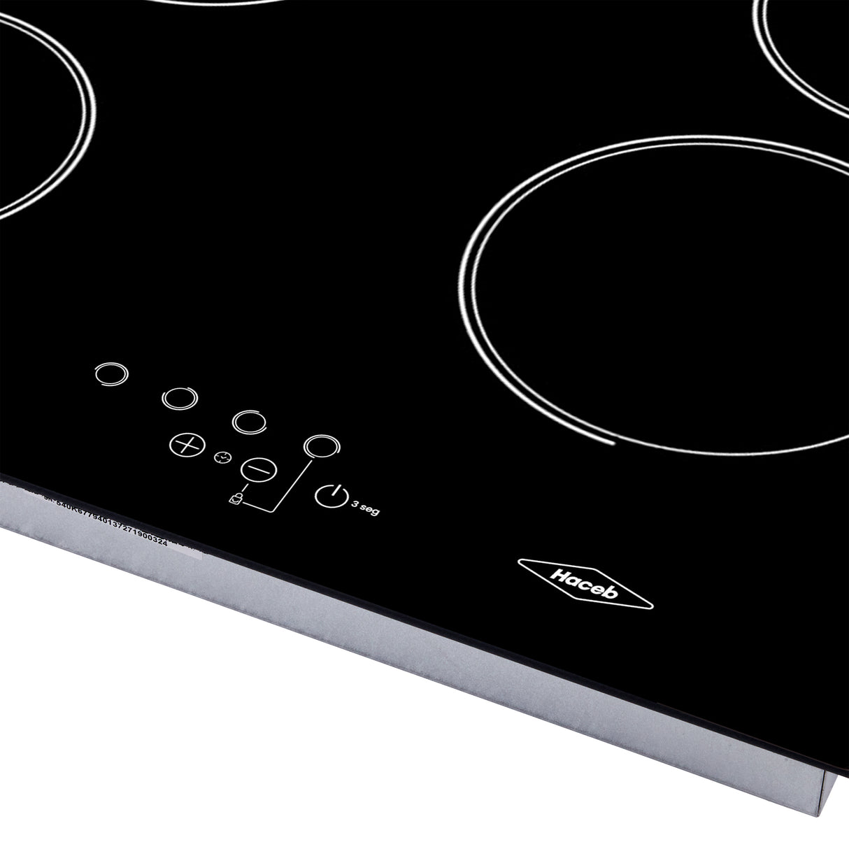 Estufa de empotrar Haceb Negro 68x62.5cm Vitroceramica Electrico con Cuatro Zonas de Cocción - ESTUFAS DE EMPORTRAR Y CUBIERTAS | Bylmo