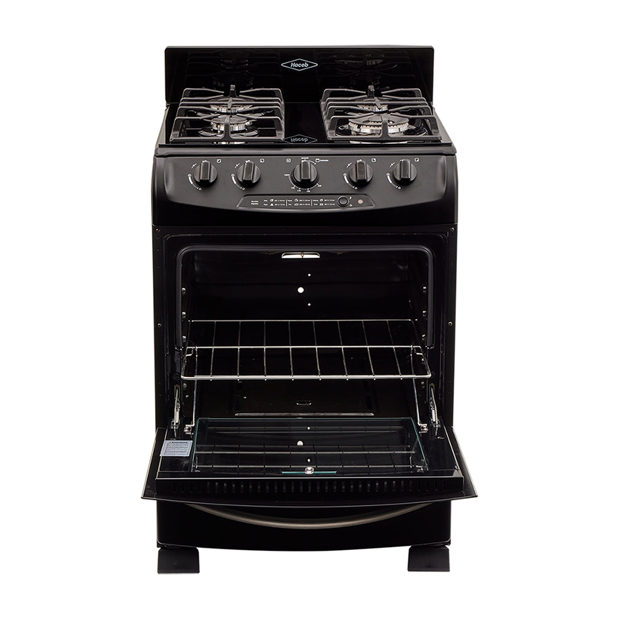 Estufa Haceb Negro 65.5x98.5cm Para Gas Natural con Cuatro Quemadores y con Horno - ESTUFAS | Bylmo