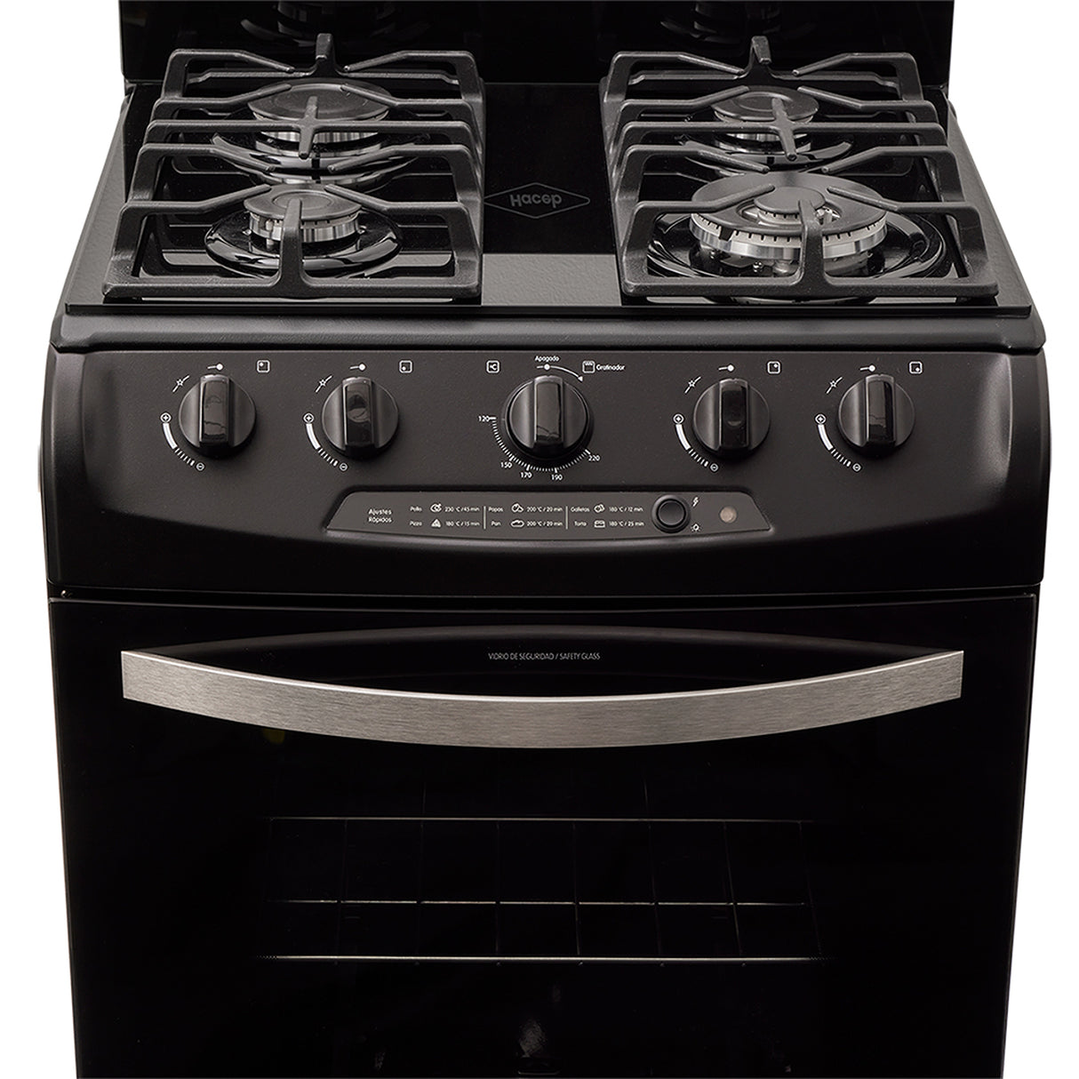 Estufa Haceb Negro 65.5x98.5cm Para Gas Natural con Cuatro Quemadores y con Horno - ESTUFAS | Bylmo