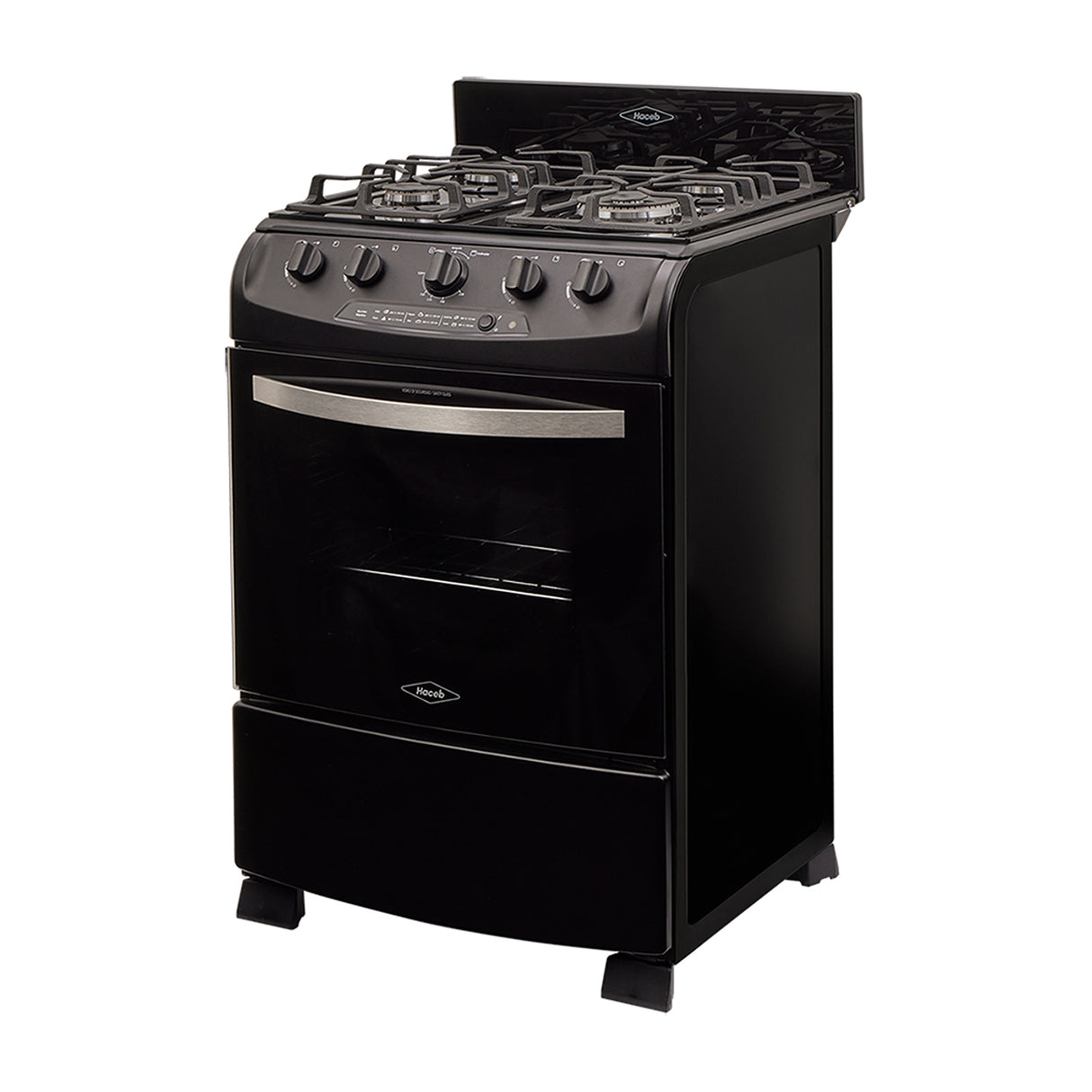 Estufa Haceb Negro 65.5x98.5cm Para Gas Natural con Cuatro Quemadores y con Horno - ESTUFAS | Bylmo