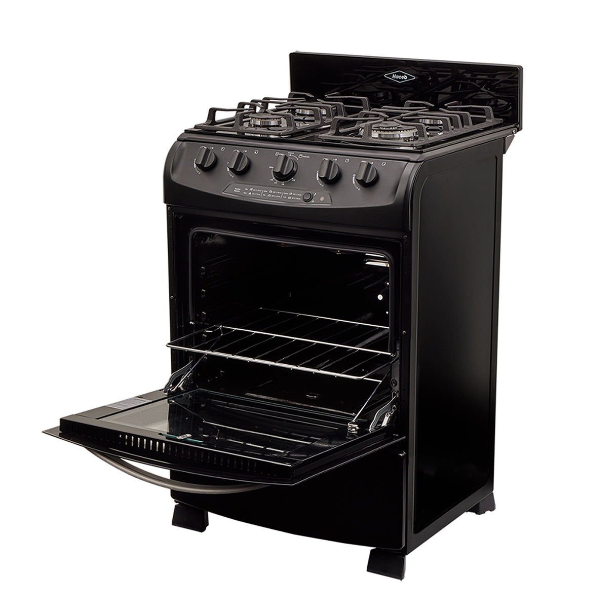 Estufa Haceb Negro 65.5x98.5cm Para Gas Natural con Cuatro Quemadores y con Horno - ESTUFAS | Bylmo