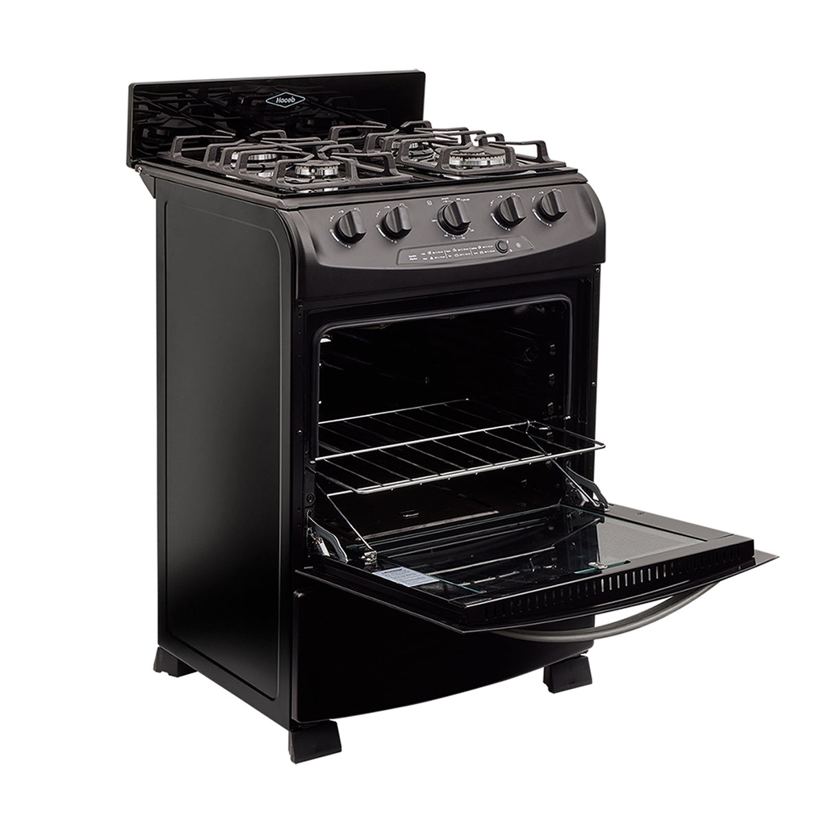 Estufa Haceb Negro 65.5x98.5cm Para Gas Propano con Cuatro Quemadores y con Horno - ESTUFAS | Bylmo