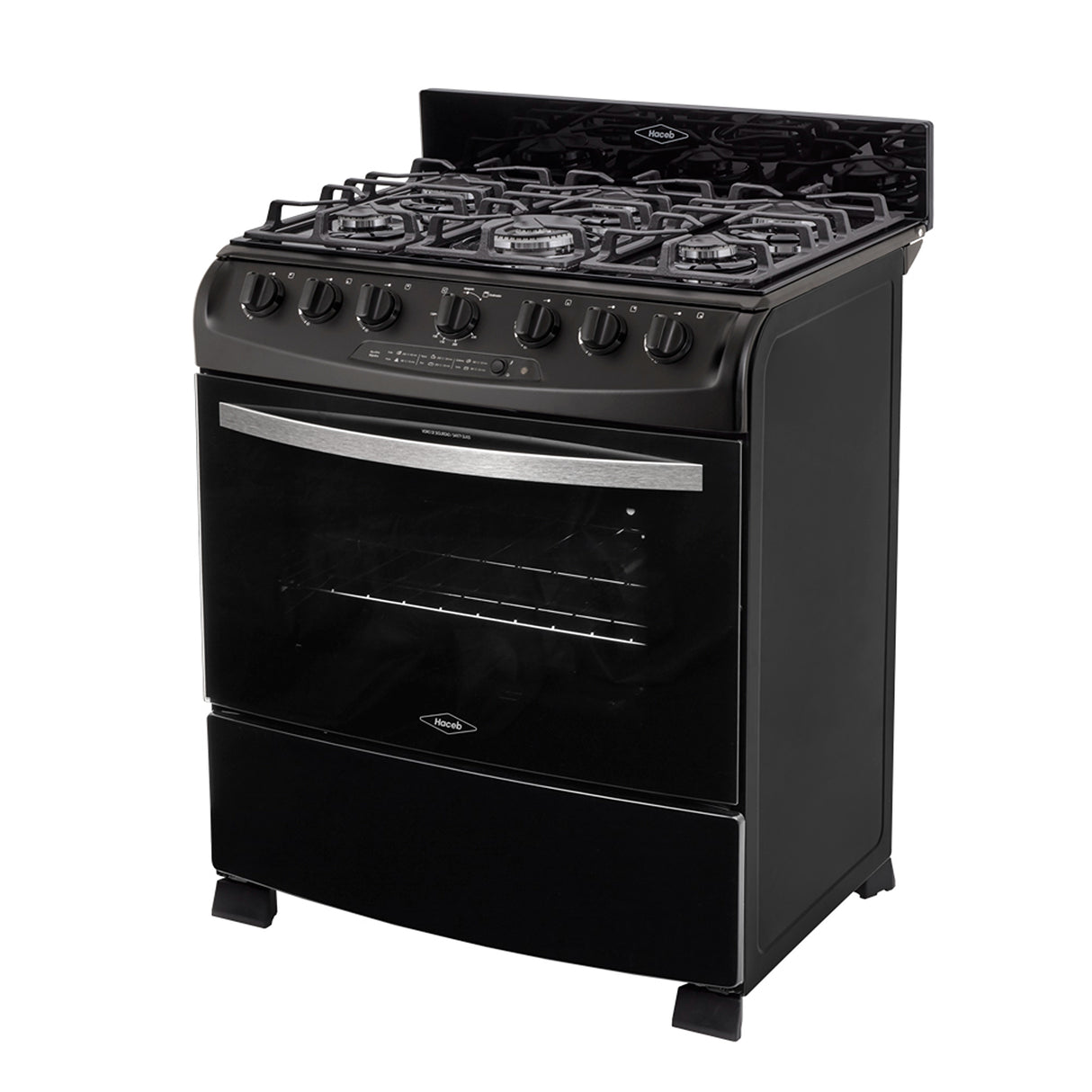 Estufa Haceb Negro 81x98.5cm Para Gas Natural con Seis Quemadores y con Horno - ESTUFAS | Bylmo