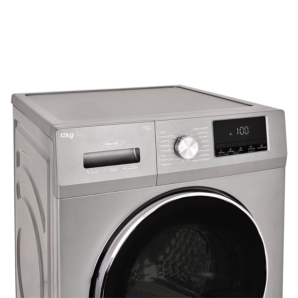 Lavadora secadora Haceb Gris 65x105cm de 12 Kilogramos con Pantalla Digital y 16 Funciones - LAVADORAS Y SECADORAS | Bylmo