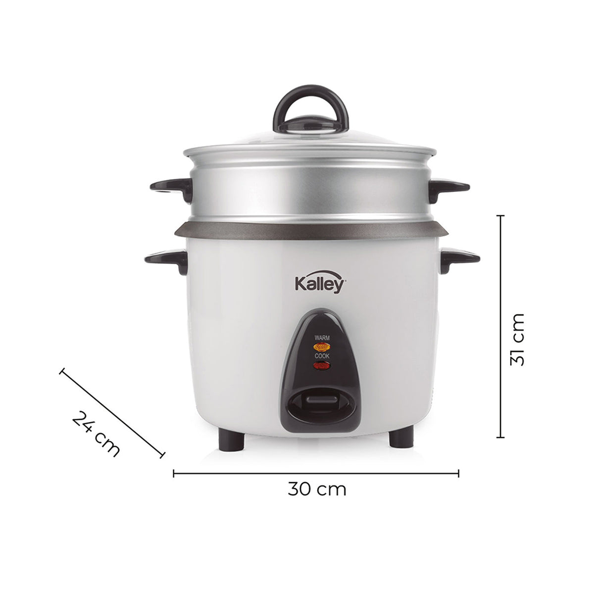 Olla Arrocera Kalley Blanco 24x31cm de 1.4 Litros con Función para Mantener Caliente - OLLAS ARROCERAS | Bylmo