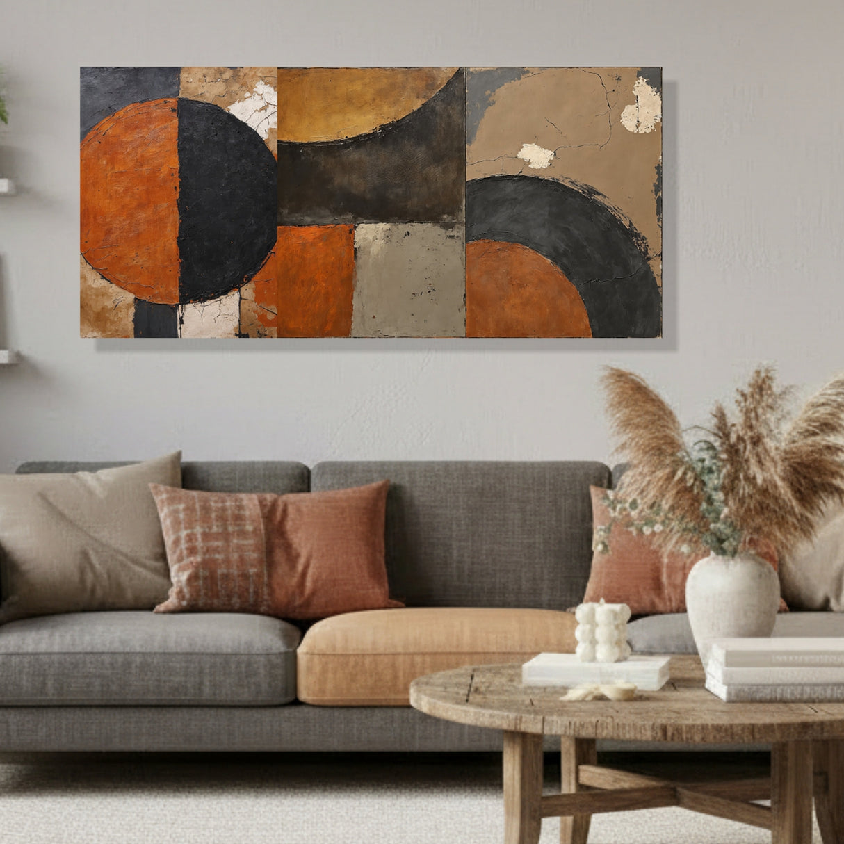 Cuadro decorativo Geometrico Terracota Rústico 55x118cm de Bastidor - CUADROS | Bylmo