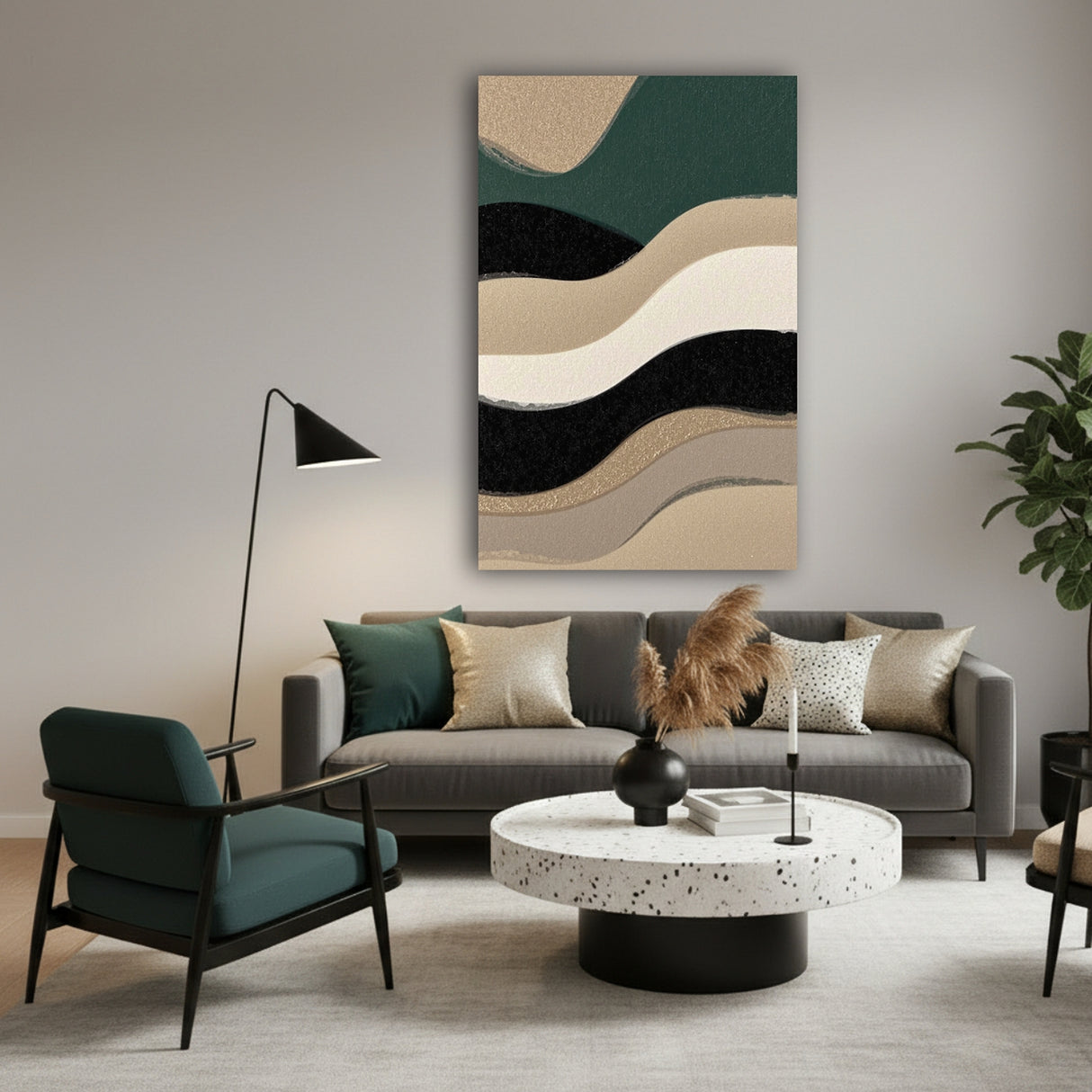 Cuadro decorativo Moderno Dunas de Grafito 110x80cm de Bastidor - CUADROS | Bylmo
