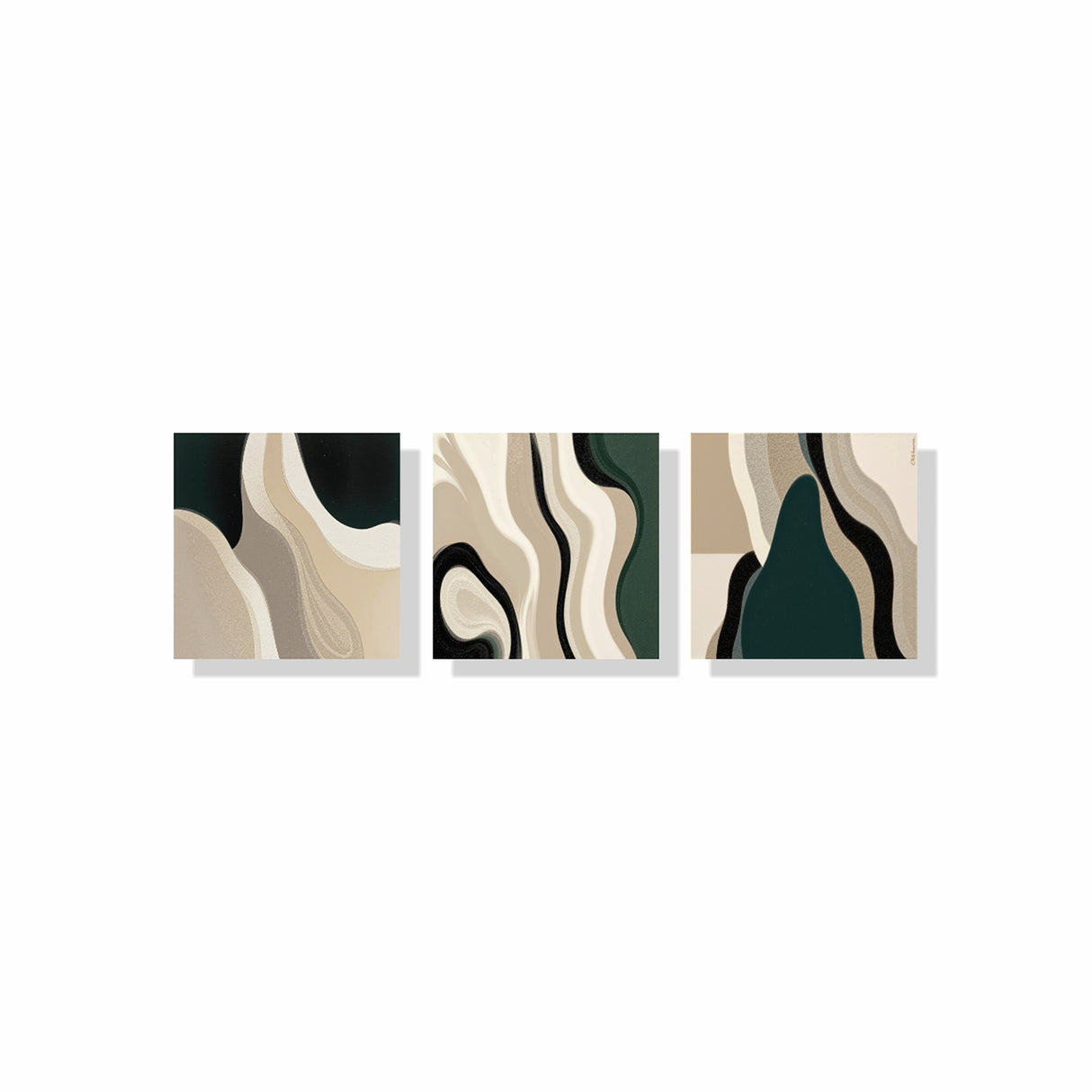 Cuadro decorativo en 3 Piezas Moderno Curvas en la Tierra 34x34cm cada Uno - CUADROS | Bylmo