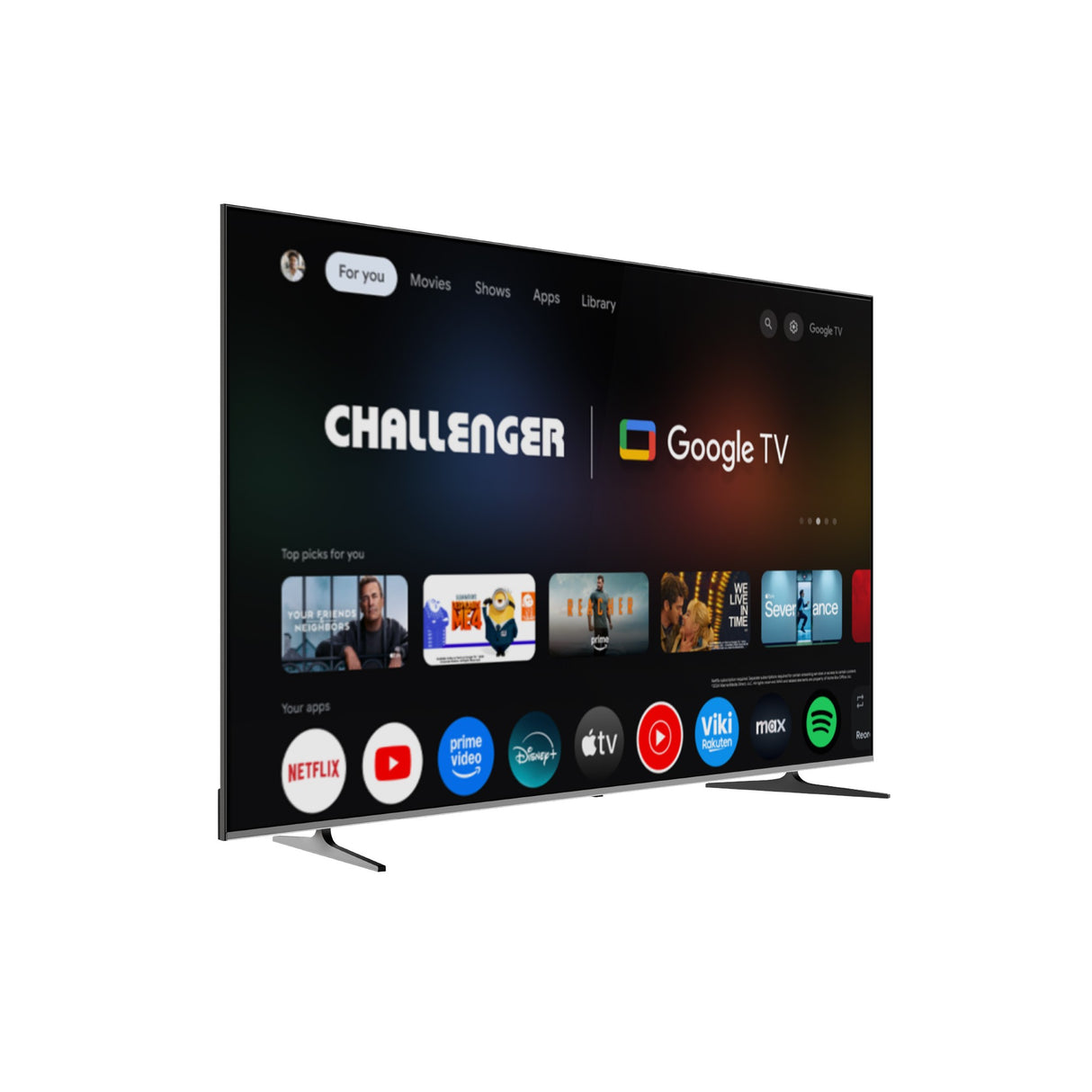 Televisor Challenger Google TV Negro 223.2x127.4cm Smart MiniLED de 100" Pulgadas 4K con Wifi y Bluetooth Integrado - TELEVISORES | Bylmo