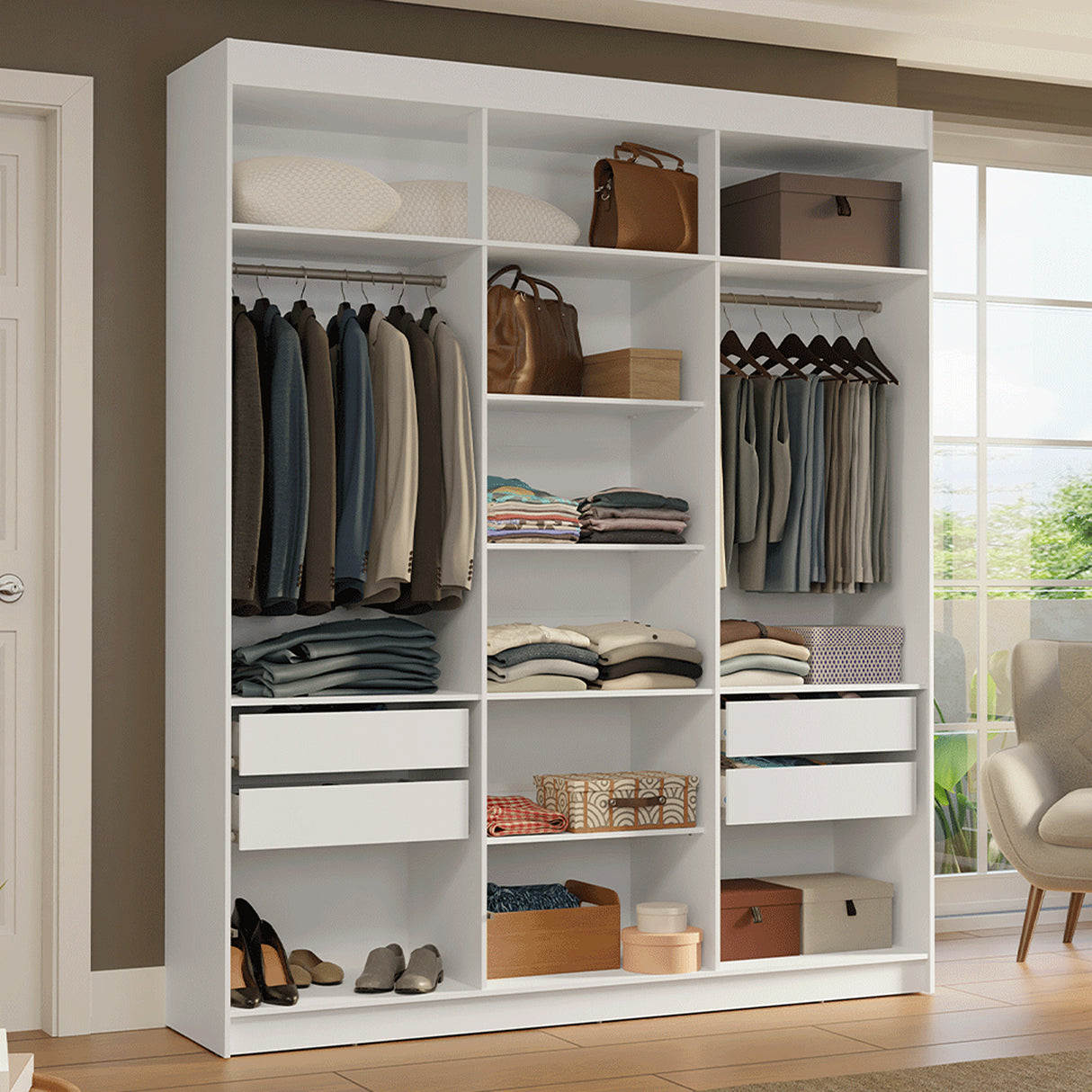 Closet Venus Blanco 180x217cm sin Puertas y con Doce Compartimientos - CLOSETS | Bylmo