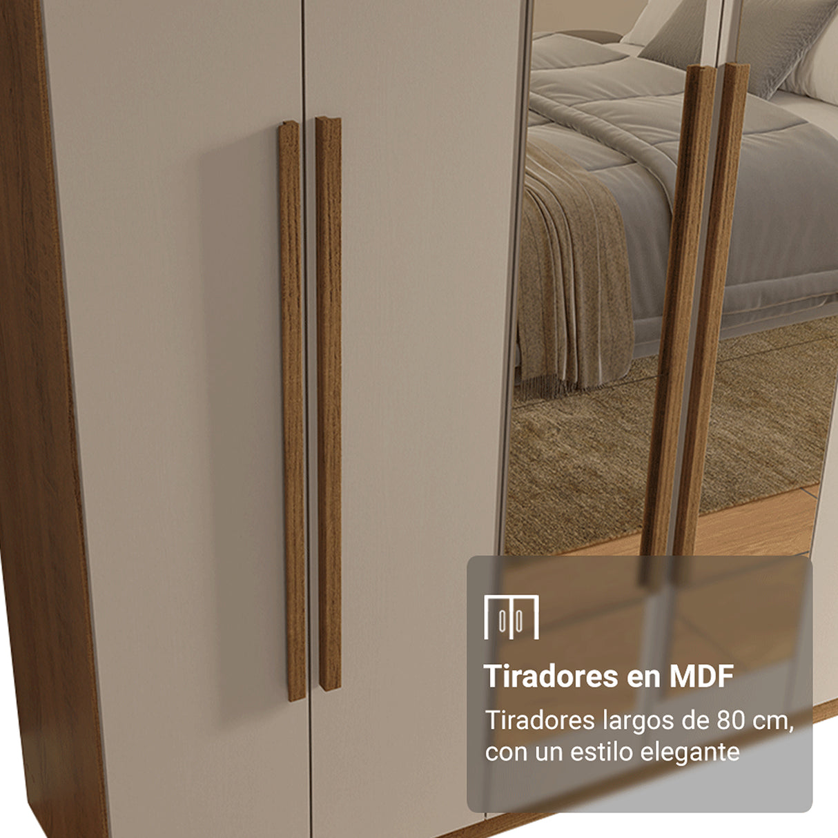 Closet Venus Marrón y Crema 180x217cm con Seis Puertas con Doce Compartimientos y con Espejo - CLOSETS | Bylmo