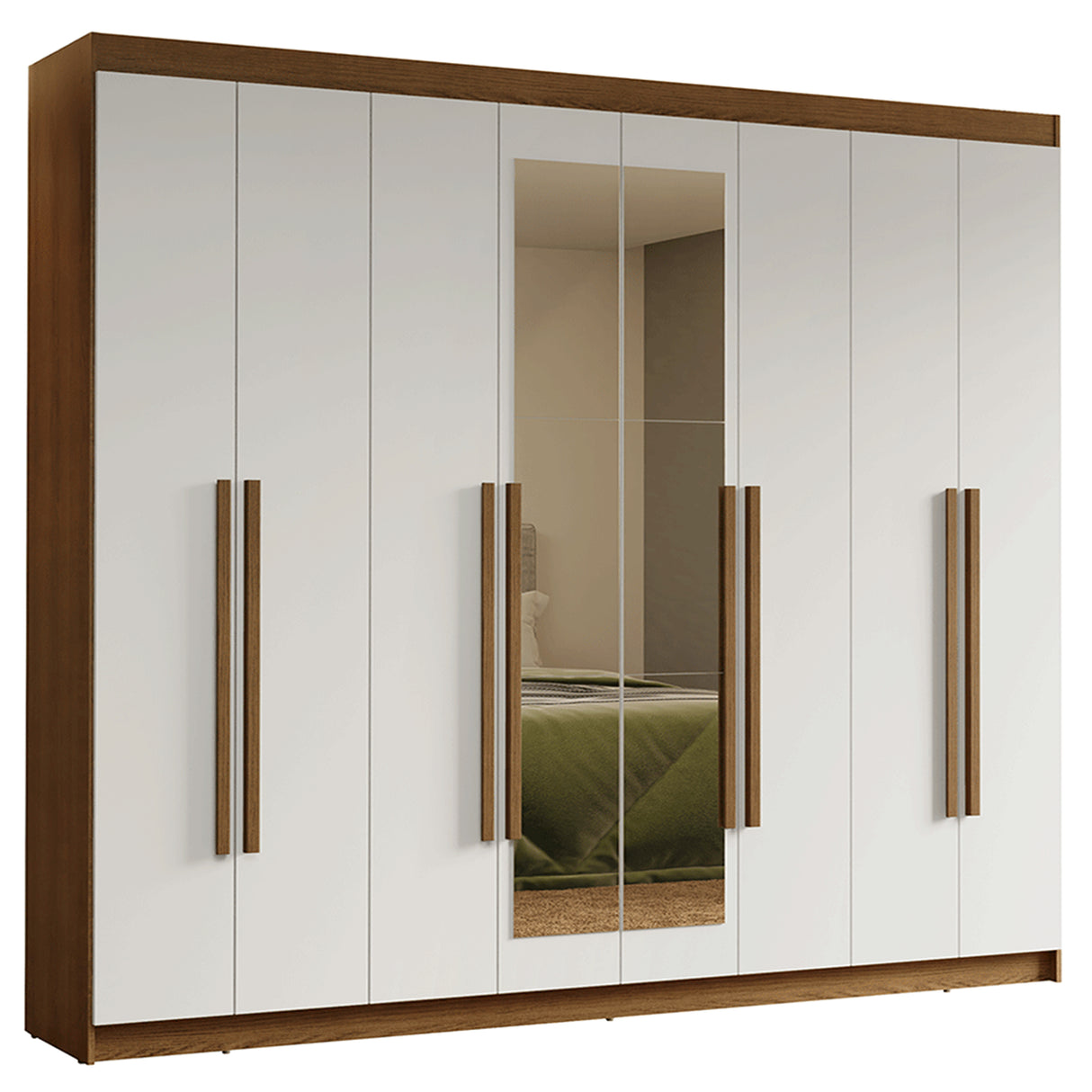 Closet Venus Marrón y Blanco 216x217cm con Ocho Puertas con Diecisiete Compartimientos y con Espejo - CLOSETS | Bylmo