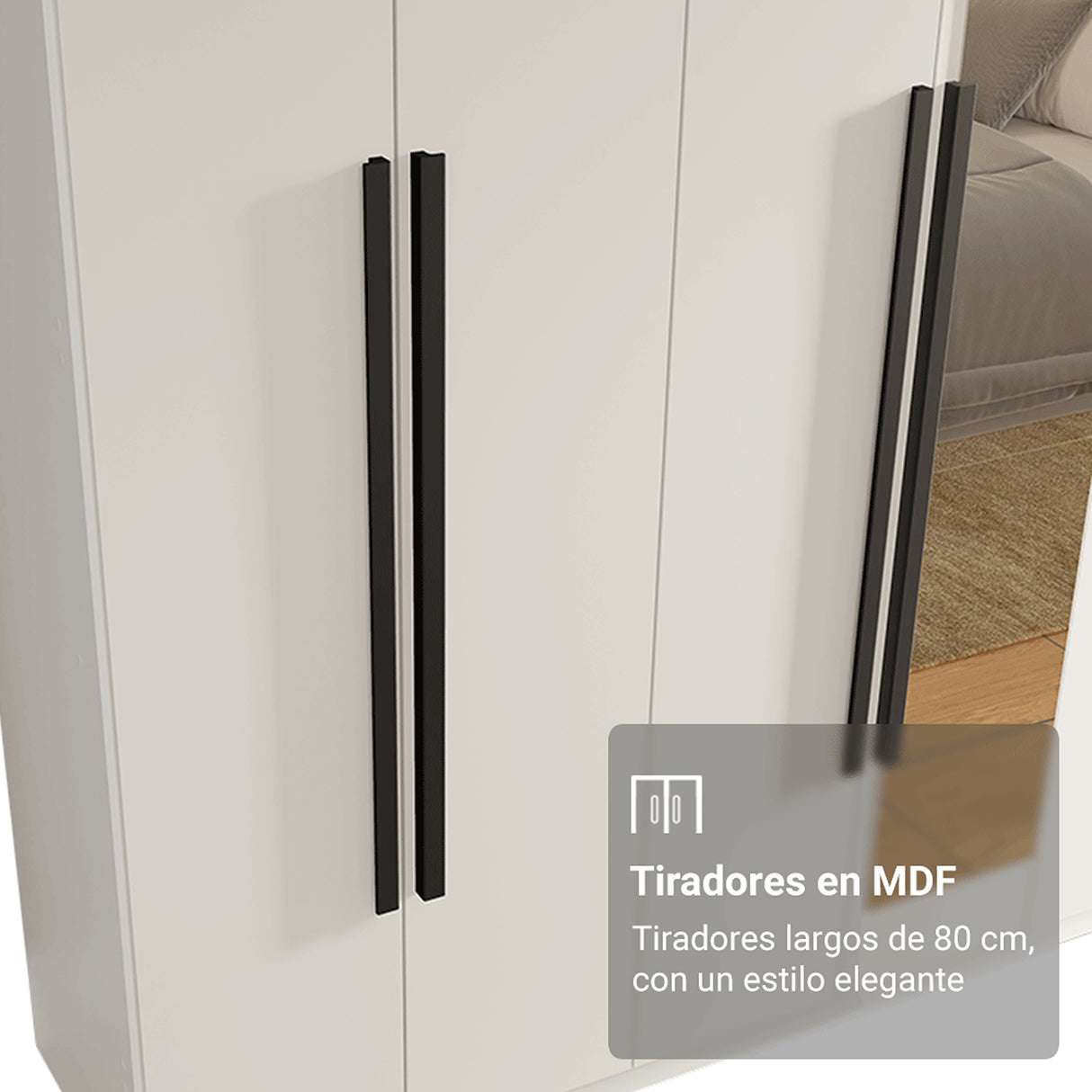 Closet Venus Blanco y Negro 216x217cm con Ocho Puertas de Tiradores Negros con Diecisiete Compartimientos y con Espejo - CLOSETS | Bylmo