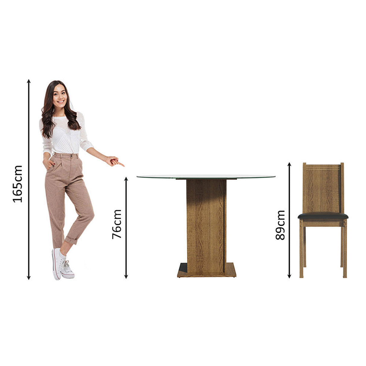 Juego de comedor Paula Marrón y Negro 110x76cm Circular de Cuatro Puestos con Cuatro Sillas - COMEDORES | Bylmo
