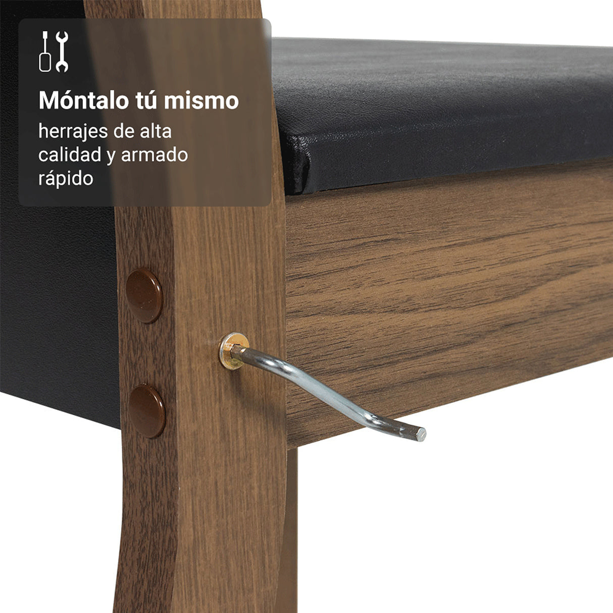 Juego de comedor Madu Marrón y Negro 110x76cm Rectangular de Cuatro Puestos con Cuatro Sillas - COMEDORES | Bylmo