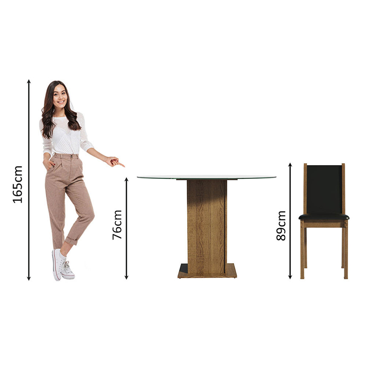 Juego de comedor Madu Marrón y Negro 110x76cm Rectangular de Cuatro Puestos con Cuatro Sillas - COMEDORES | Bylmo