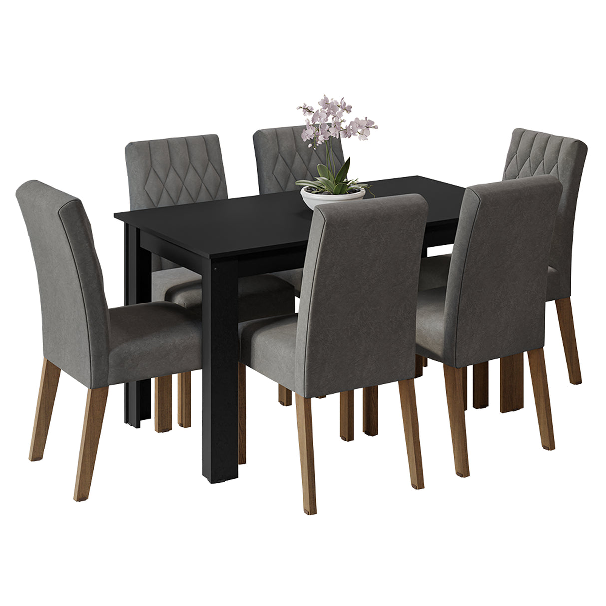 Juego de comedor Allegro Gris 136x76cm Rectangular de Seis Puestos con Seis Sillas - COMEDORES | Bylmo