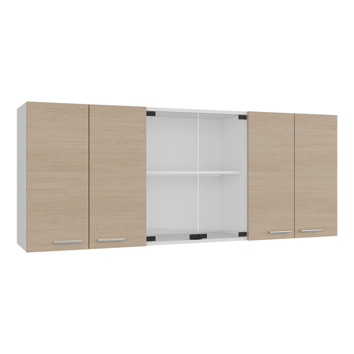 Mueble Superior de Cocina Blanco y Cartagena 150x60cm con Seis Puertas con Locero - MUEBLES SUPERIORES DE COCINA | Bylmo