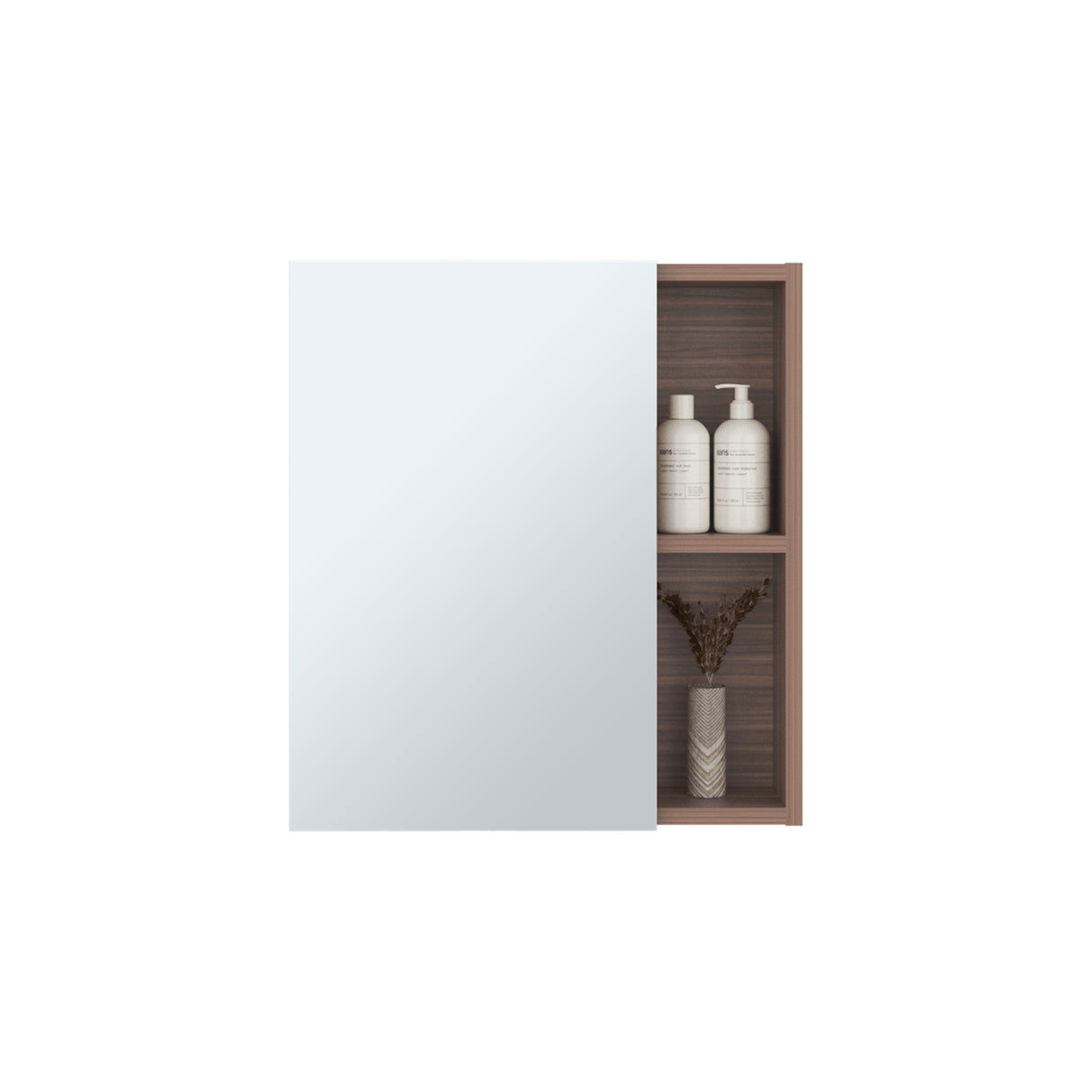 Gabinete de Baño Labelle Avellana 45x49.7cm Cuadrado con Espejo y con Tres Entrepaños - GABINETES DE BANHO | Bylmo