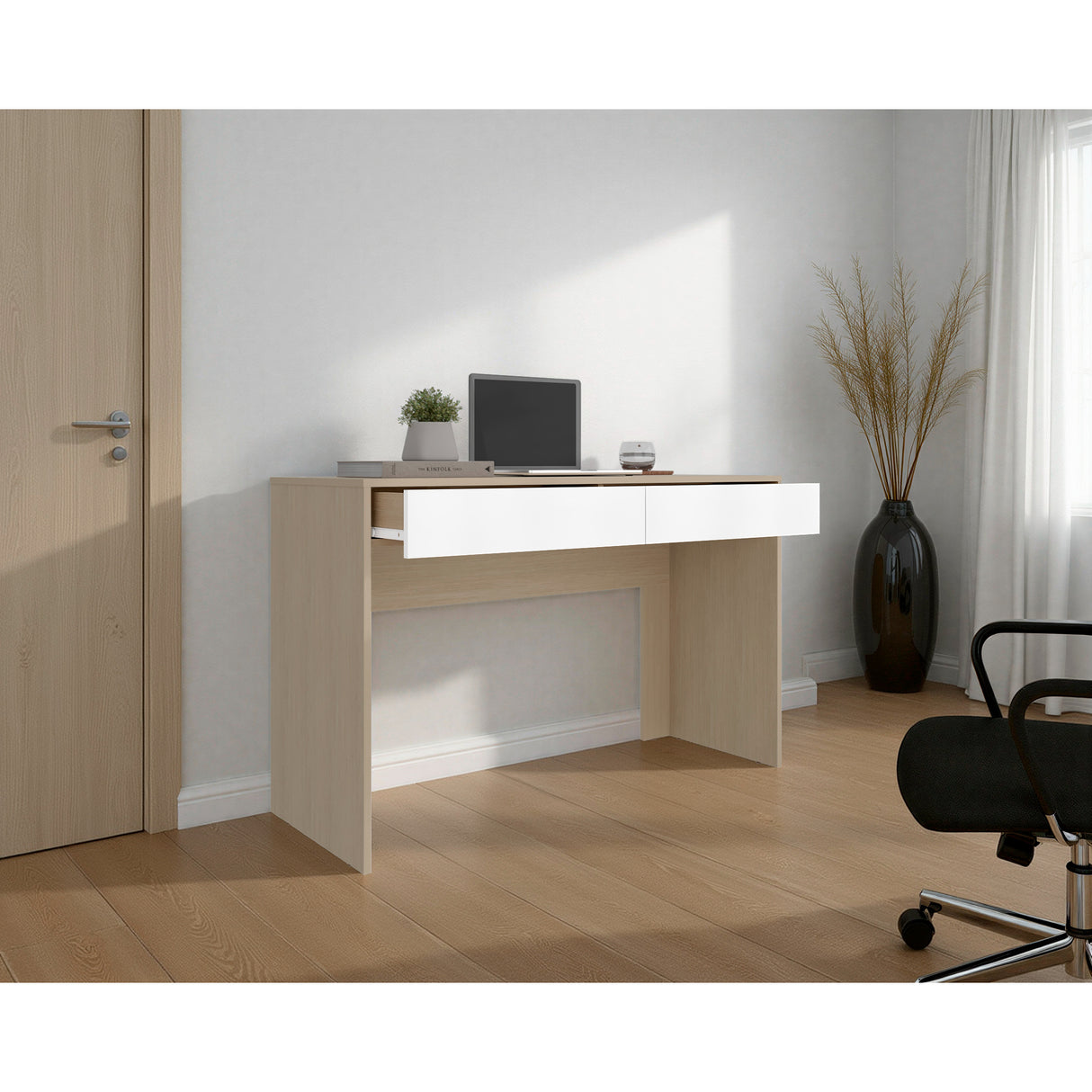Escritorio Acre Cartagena y Blanco 120.2x75cm Con Dos Cajones - ESCRITORIOS | Bylmo