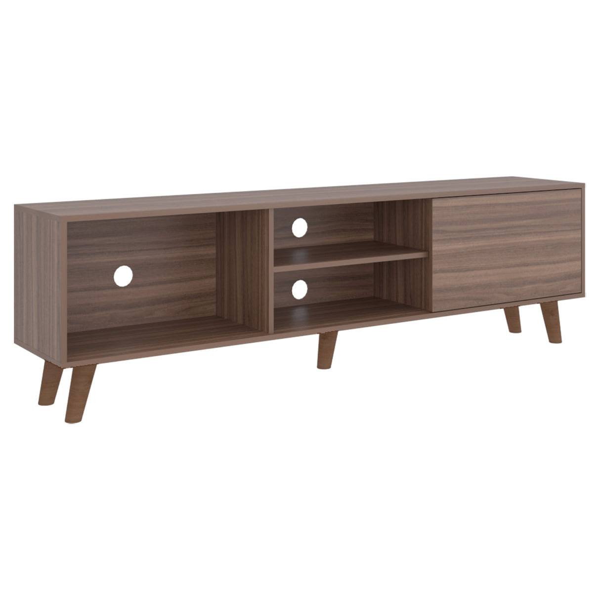 Rack de TV Cincinnati Avellana 180x52.5cm Para TV Hasta 70 Pulgadas con Un Cajón con Ranuras para Cables y con Patas - MUEBLES DE TV | Bylmo