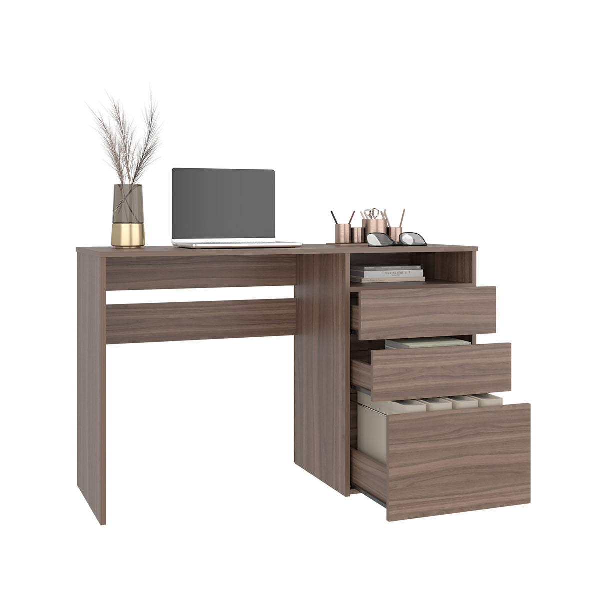 Escritorio Dublin Avellana 120 cm con Archivador y Cajones - ESCRITORIOS | Bylmo