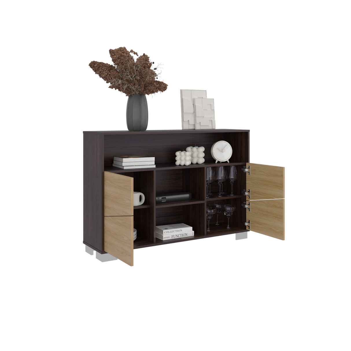 Arrimo Fraktal Fresno 120.3x82cm sin Cajones y con Siete Compartimientos - BIFES Y ARRIMOS | Bylmo