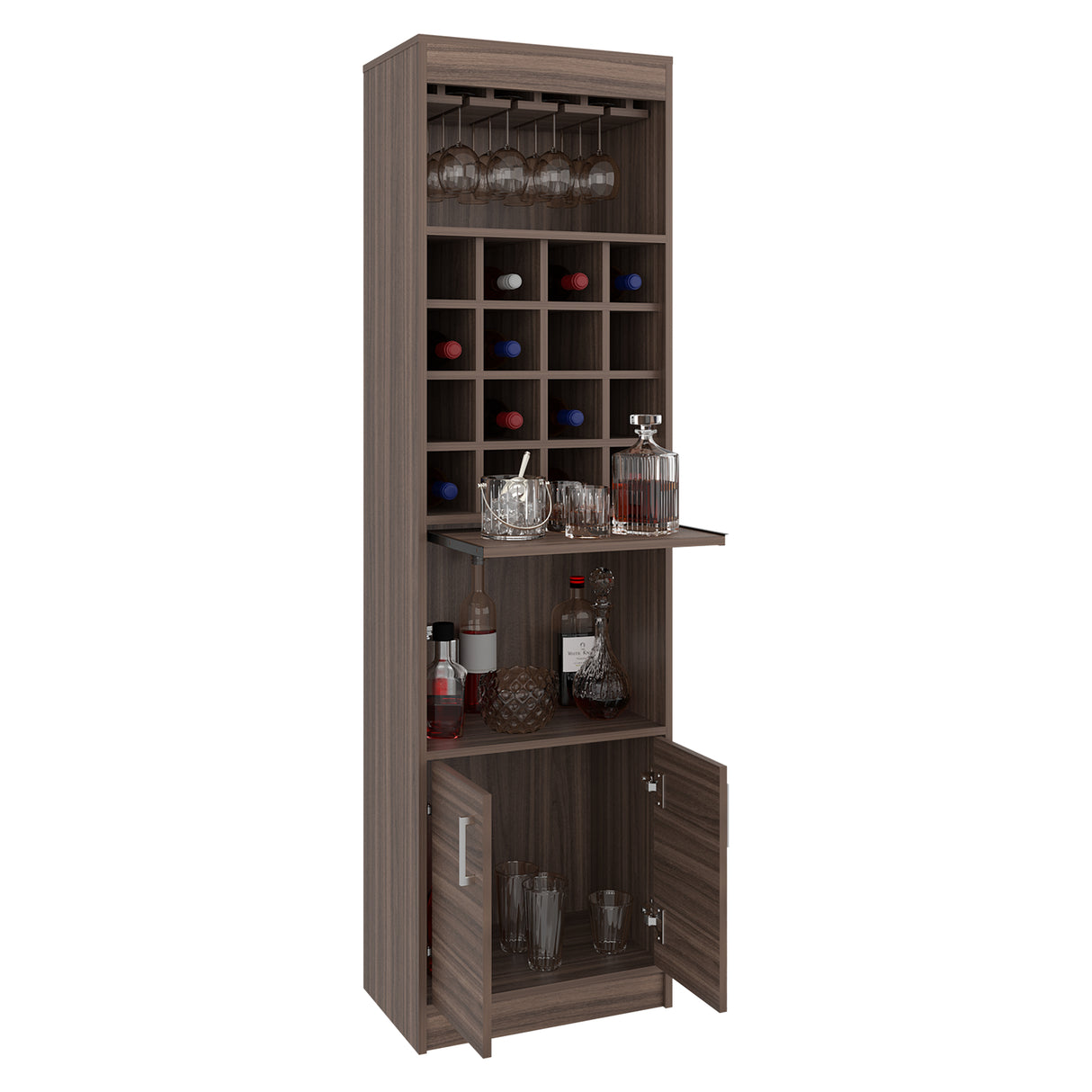 Bar Kava Avellana 51x180cm con Un Cajón y con Dieciséis Portabotellas - BARES | Bylmo