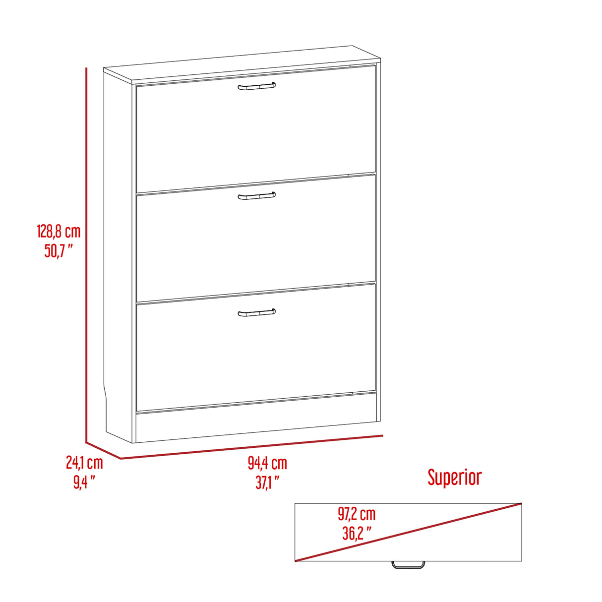 Zapatero Z 94 Avellana y Blanco 94.2x128.7cm Vertical de Tres Niveles para 18 pares de Zapatos - ZAPATEROS | Bylmo
