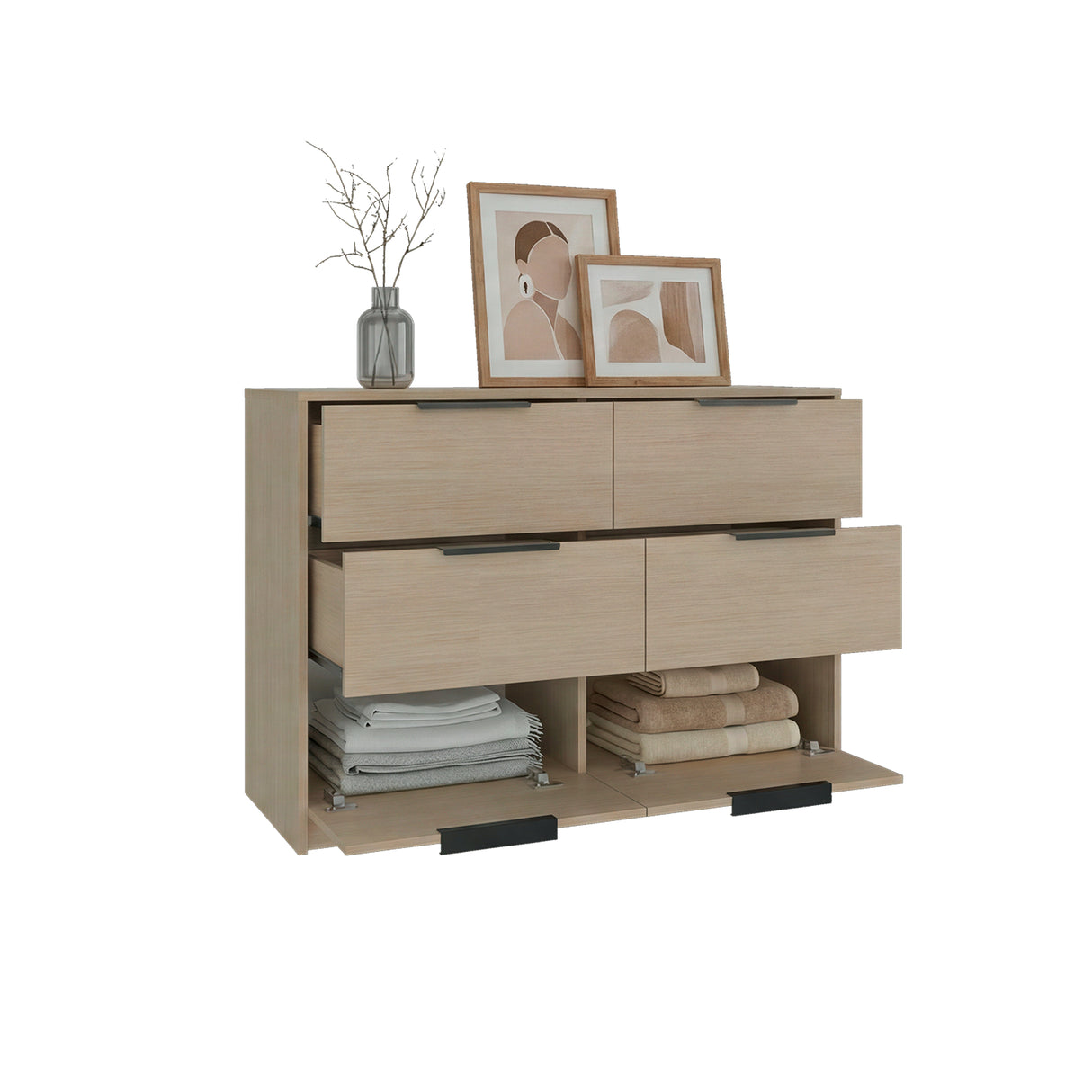 Cómoda Kaia Cartagena y Blanco 107x77.6cm De Tres Hileras con Seis Cajones - CAJONERAS Y COMODAS | Bylmo