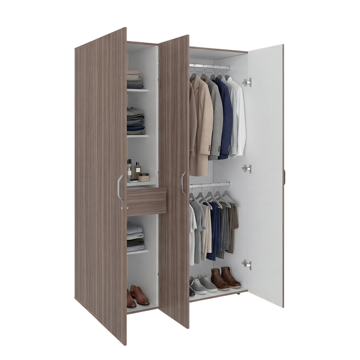 Closet Roko Avellana y Blanco 120x181.9cm con 1 Cajones con 4 Entrepaños - CLOSETS | Bylmo