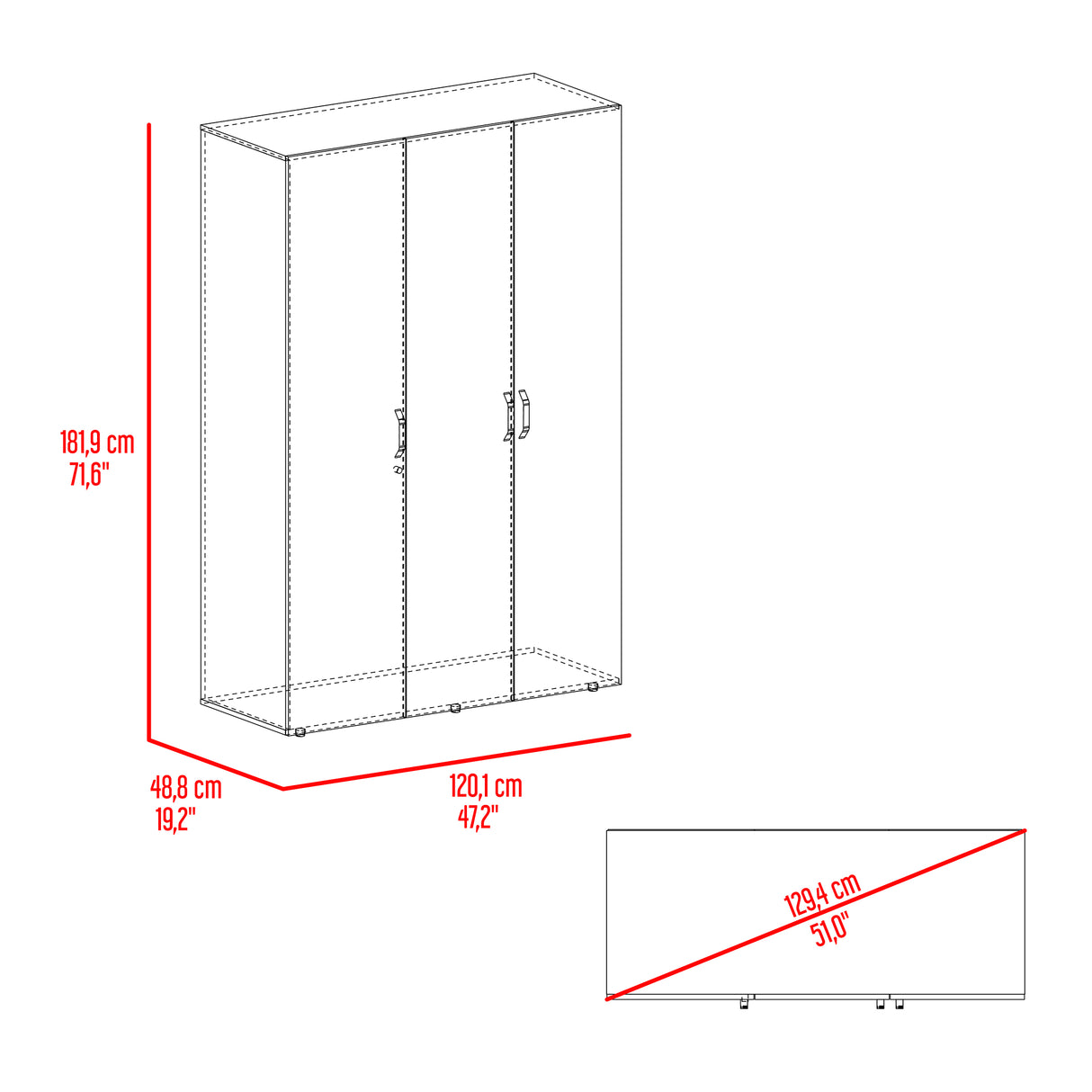 Closet Roko Avellana y Blanco 120x181.9cm con 1 Cajones con 4 Entrepaños - CLOSETS | Bylmo