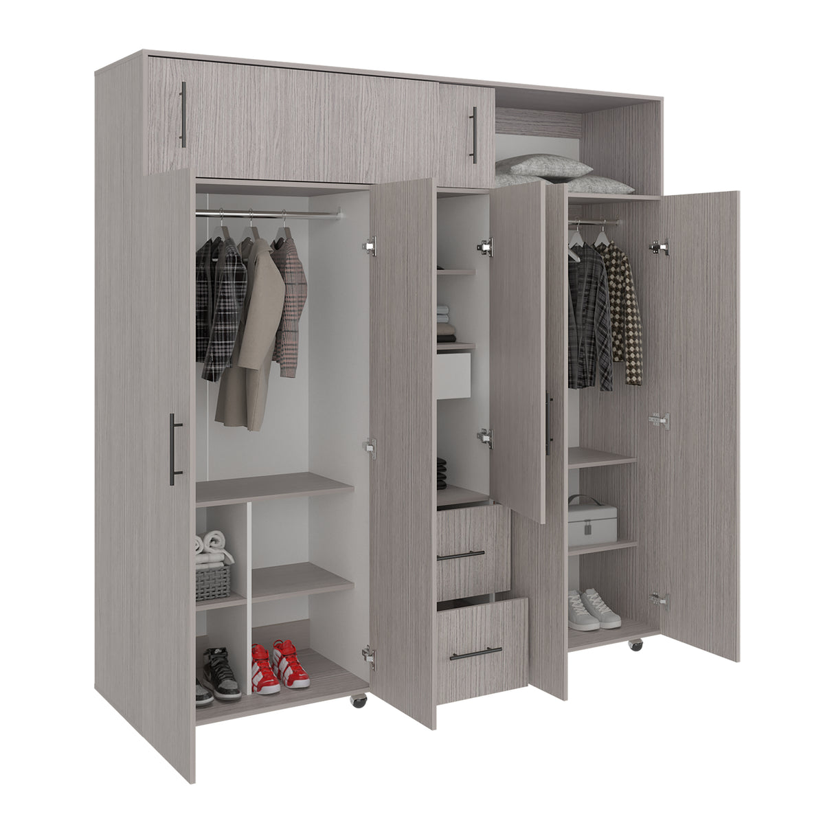Closet Montevideo Positano y Blanco 200.1x206cm con 3 Cajones con 4 Entrepaños - CLOSETS | Bylmo