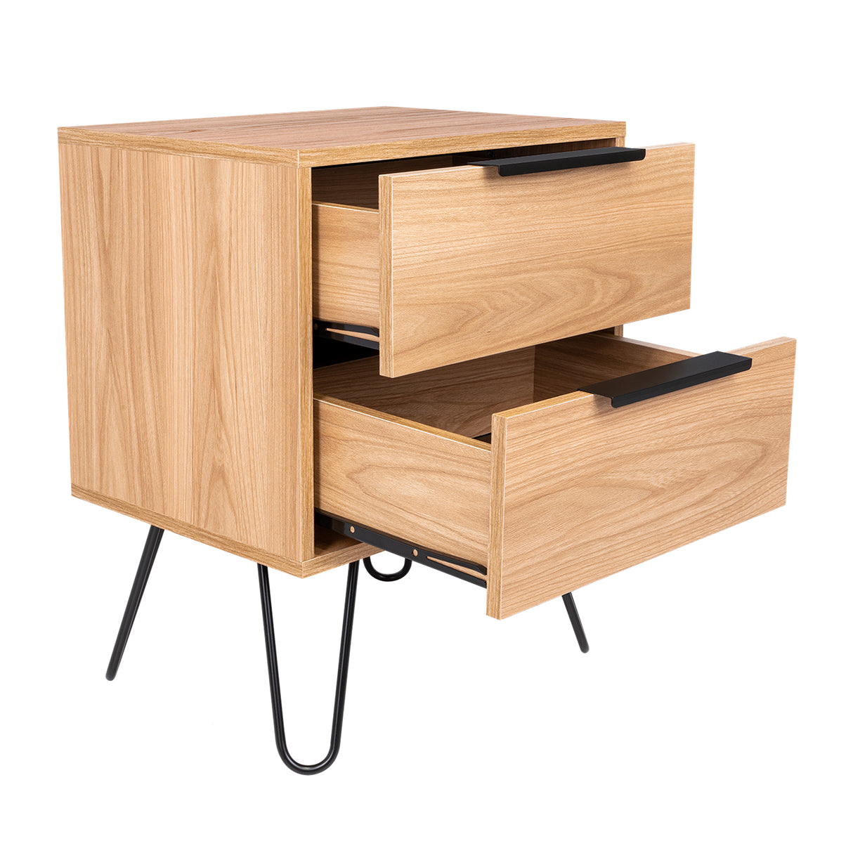 Mesa de Noche Augusta Novo Fresno 45 cm con Dos Cajones - MESAS DE NOCHE | Bylmo