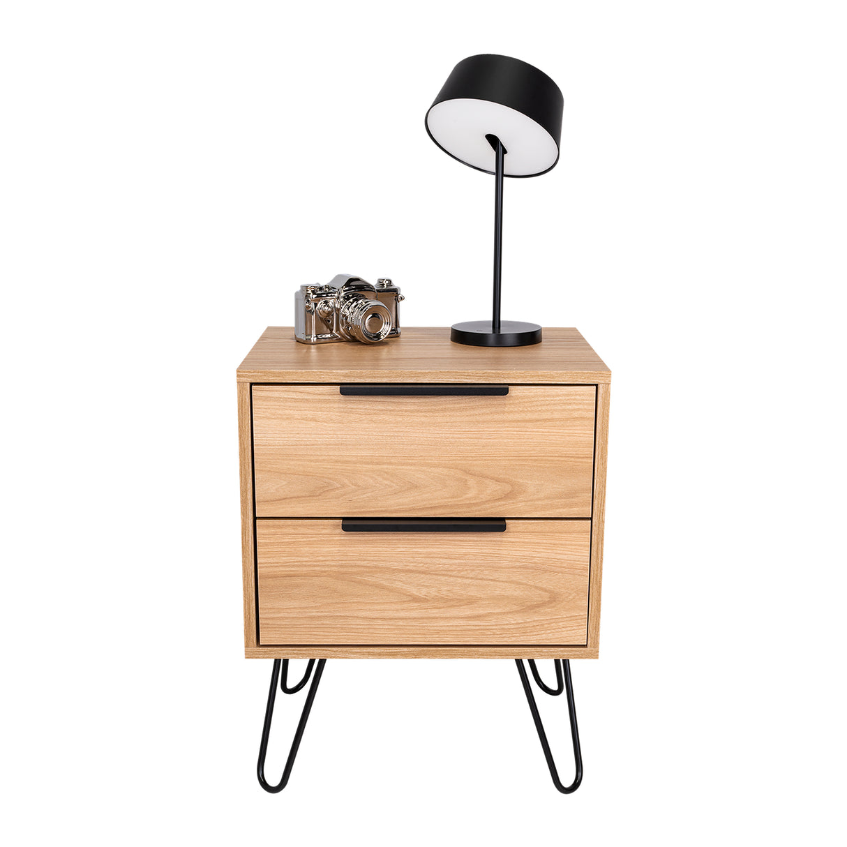 Mesa de Noche Augusta Novo Fresno 45 cm con Dos Cajones - MESAS DE NOCHE | Bylmo