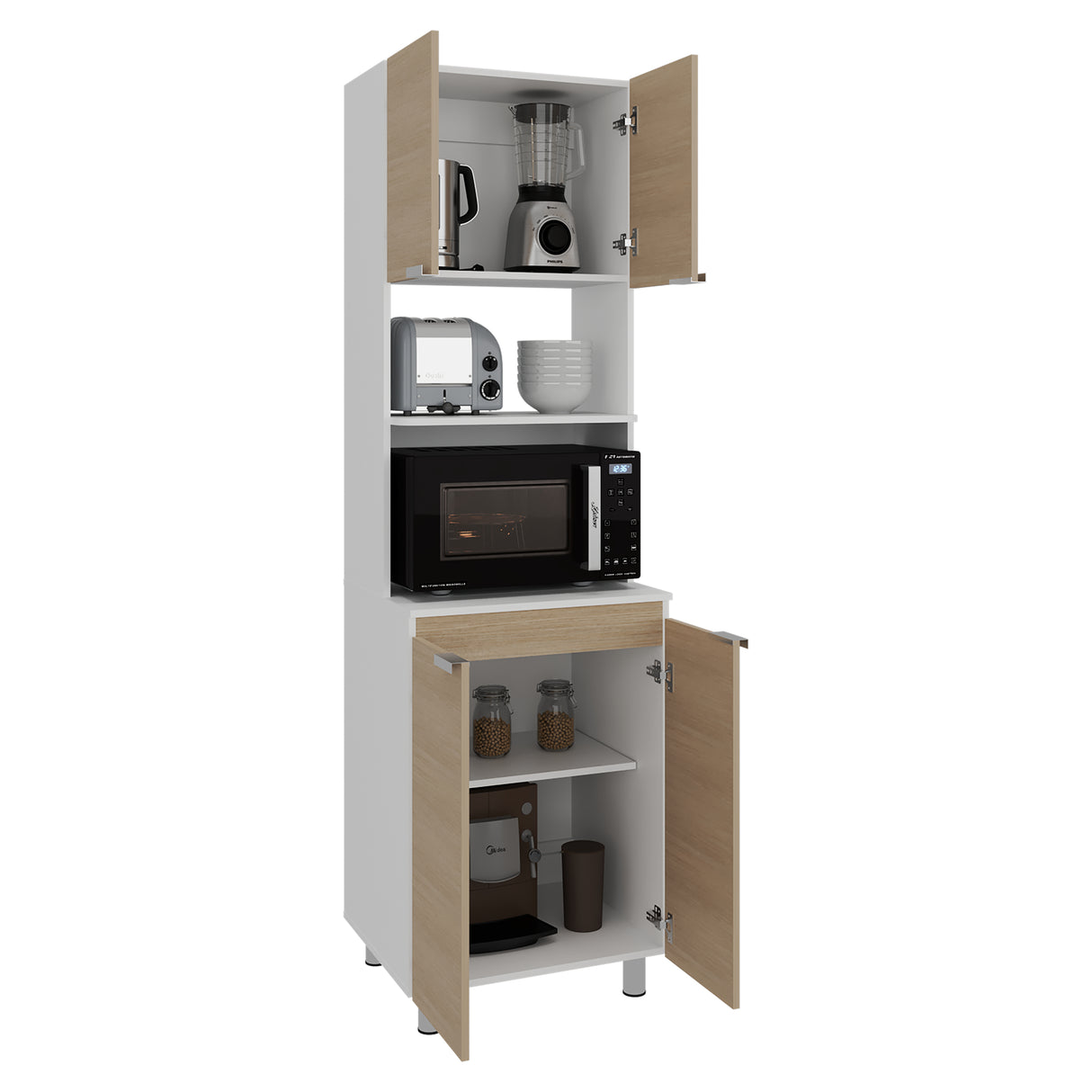Módulo Microondas Fendi Cartagena 60x205cm sin Cajones y con Cuatro Puertas - ALACENAS Y MUEBLES MICROONDAS | Bylmo
