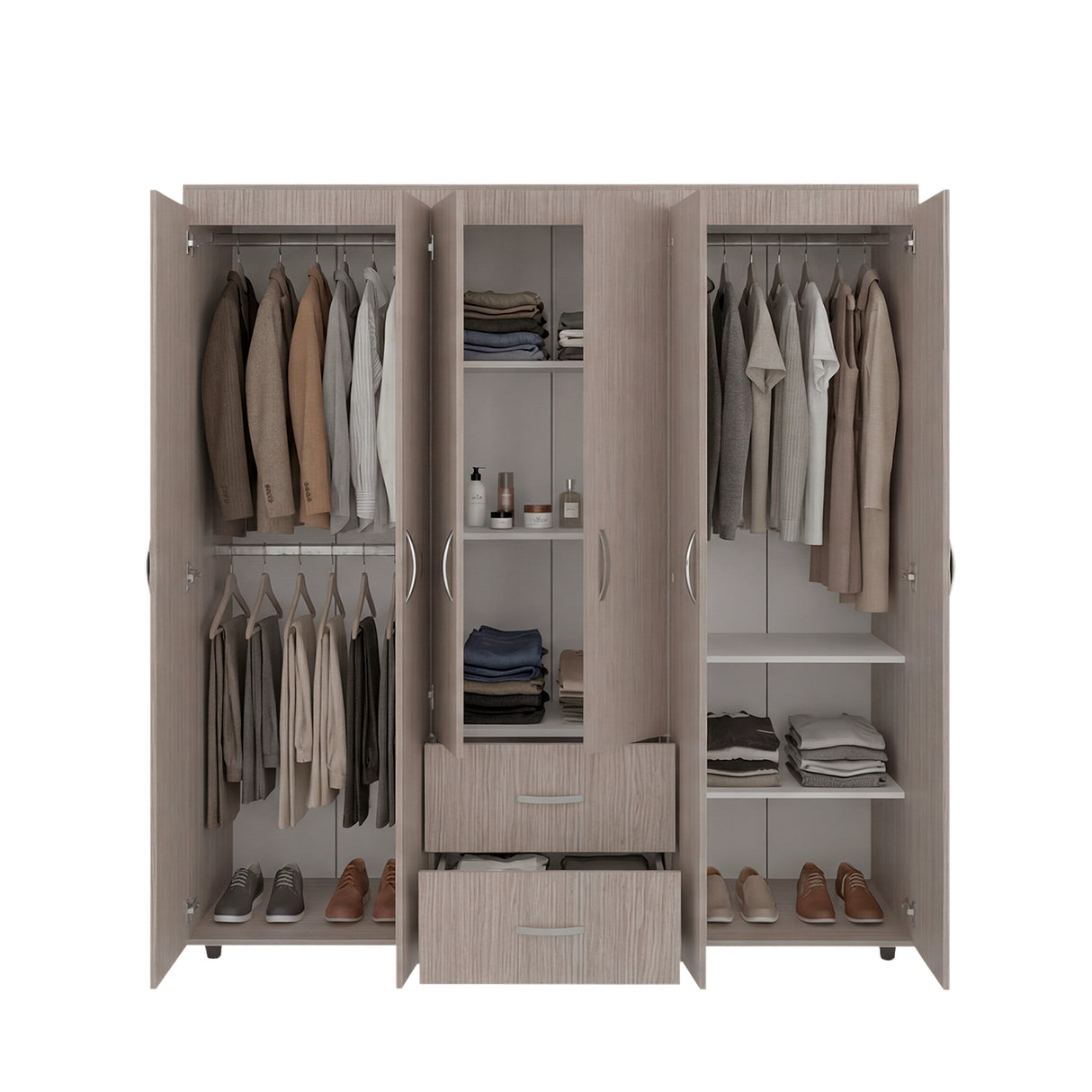 Closet Bariloche Blanco Positano 170.3x180cm con Seis Puertas y con Dos Cajones - CLOSETS | Bylmo