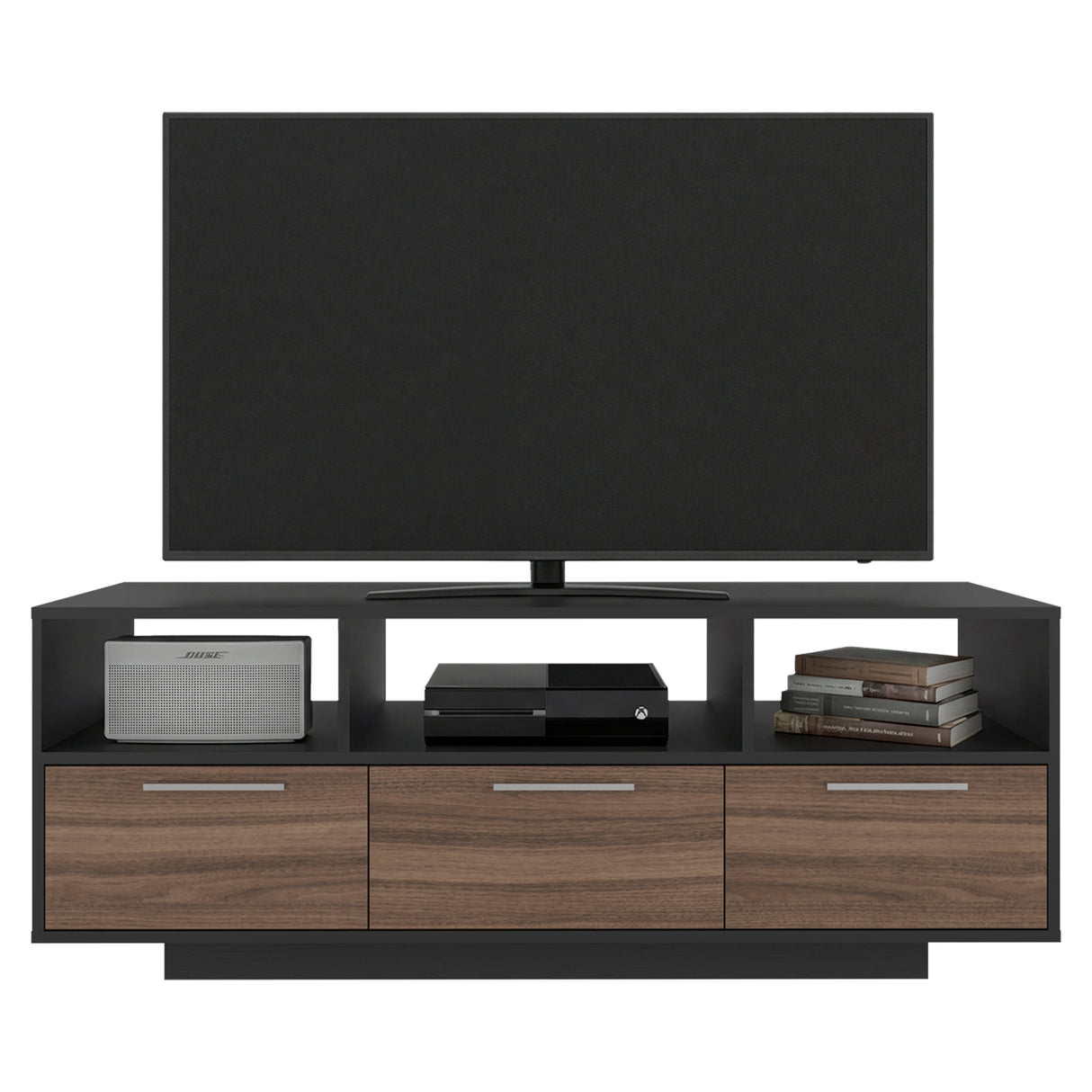 Rack de TV Wema Wengue Y Avellana 130x49cm Para TV Hasta 58 Pulgadas con Tres Cajones - MUEBLES DE TV | Bylmo