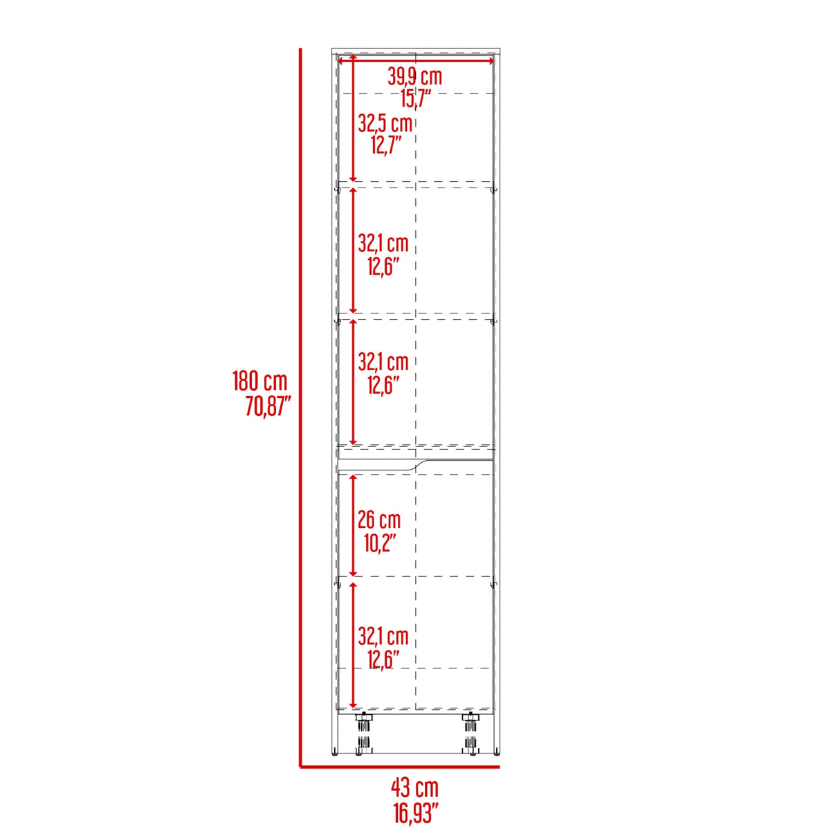 Alacena Soler Fresno 43x180cm 2 Puertas - ALACENAS Y MUEBLES MICROONDAS | Bylmo