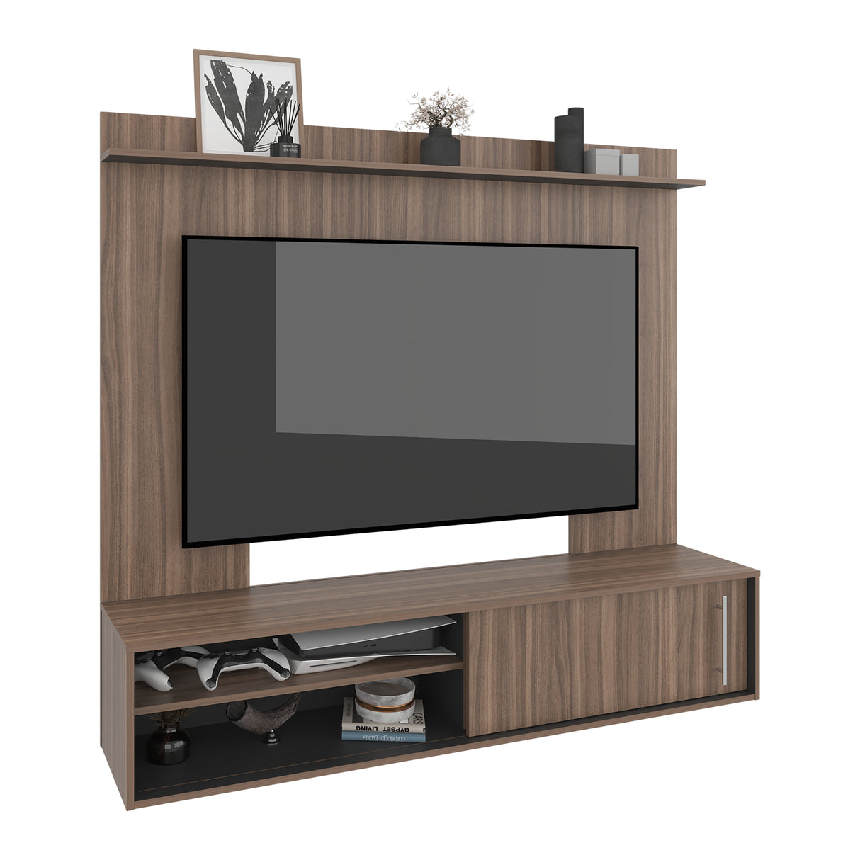 Panel de TV Bigaf Avellana y Wengue 145.6x38cm Para TV Hasta 60 Pulgadas Flotante - MUEBLES DE TV | Bylmo