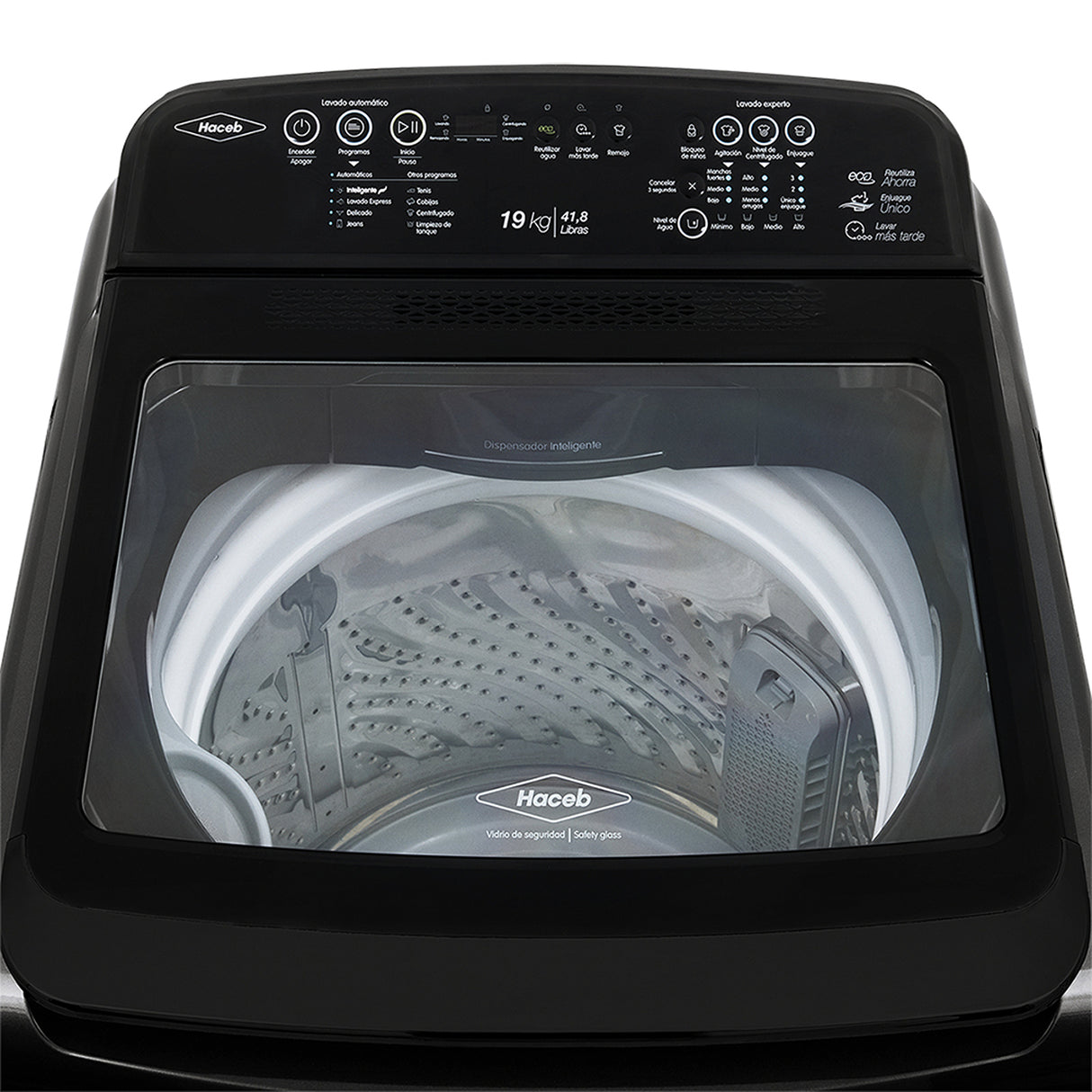Lavadora Haceb Negra 67x115cm Para 19 Kilos con 6 Funciones Preconfiguradas - LAVADORAS Y SECADORAS | Bylmo